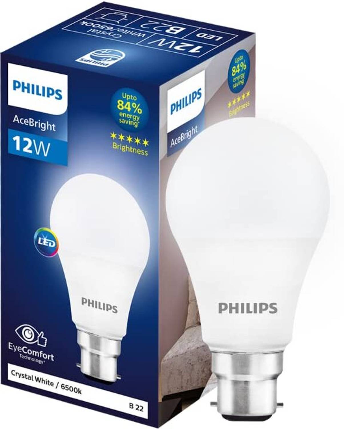 PHILIPS 12W Basic Round B22 LED Bulb Pack of 2
