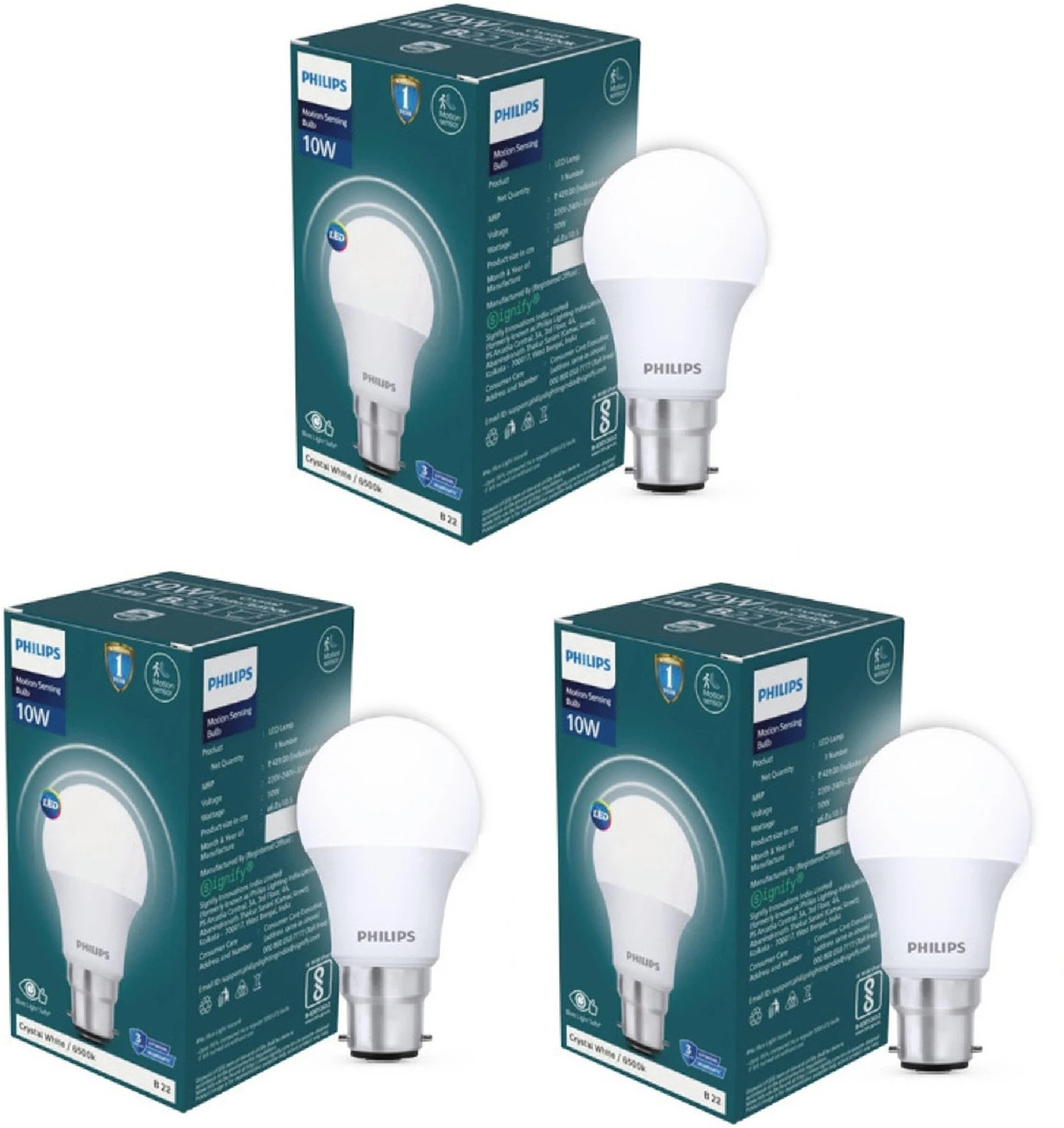Image of PHILIPS 10 W Motion Sensor Round B22 LED Bulb