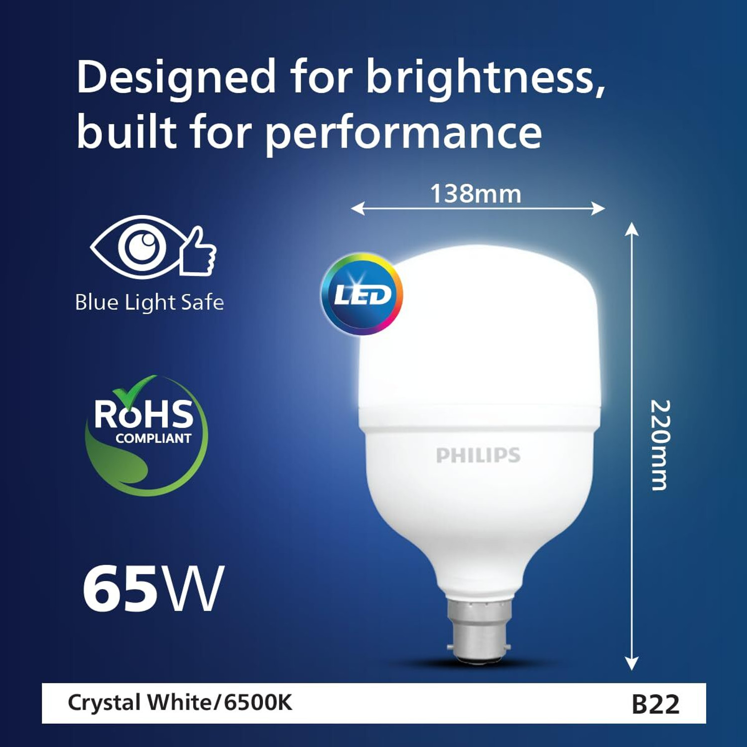Image of PHILIPS 65 W Basic Round B22 LED Bulb