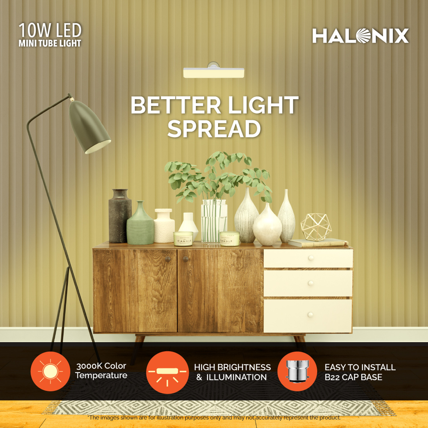Image of HALONIX 10 W Basic T-Bulb B22 D LED Bulb