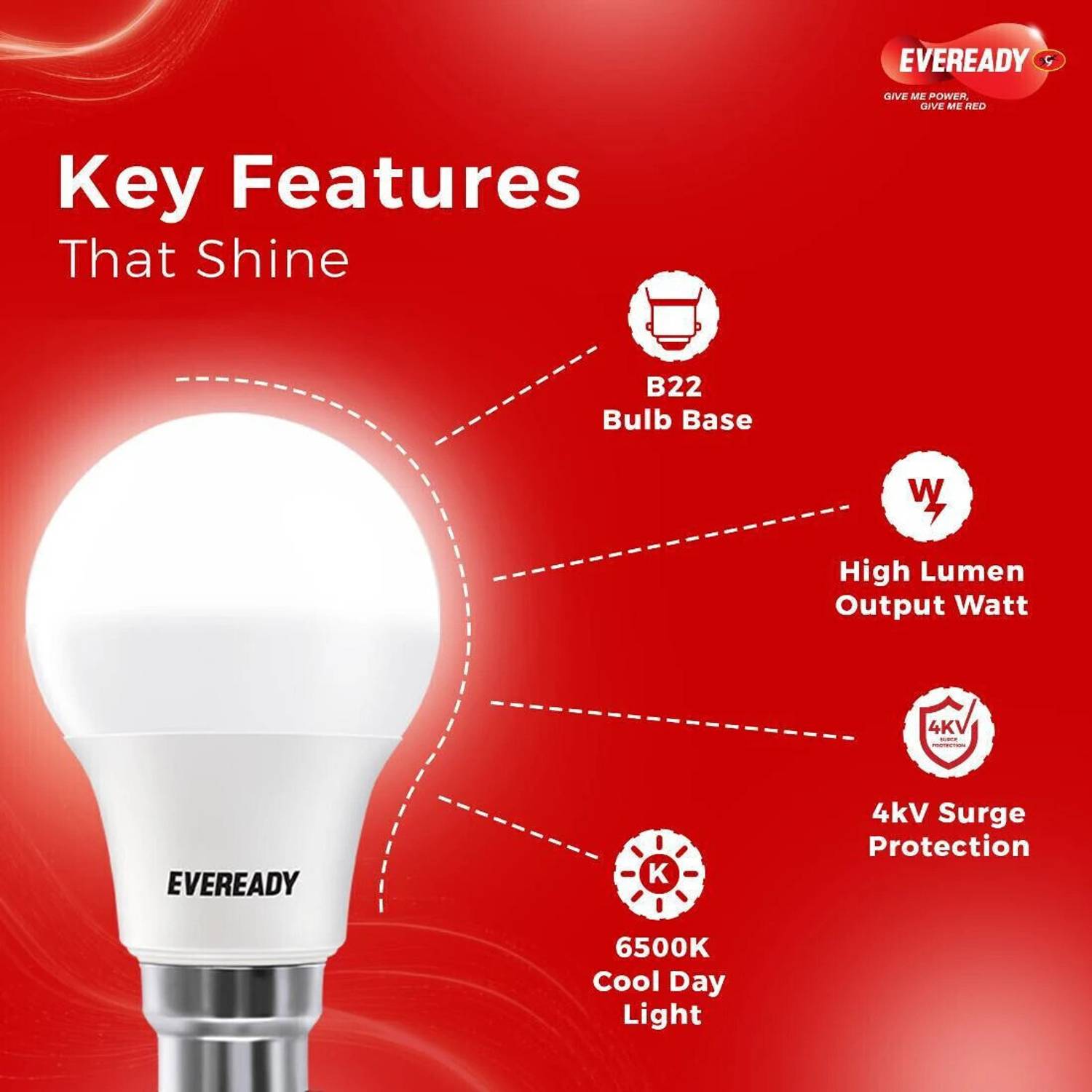 EVEREADY 10W B22 LED Bulb White Pack of 10 - Image 2