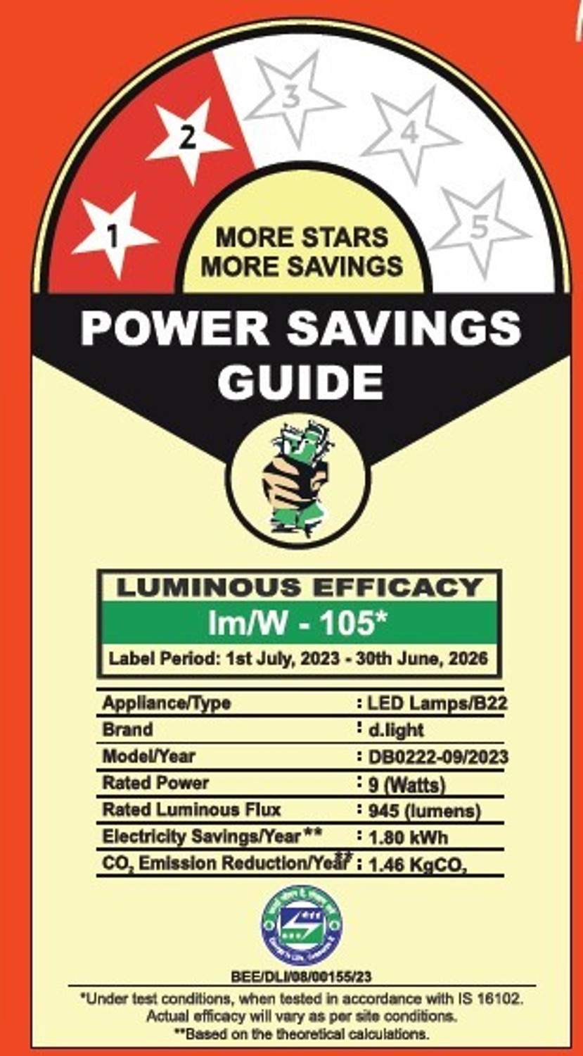 Image of d.light 9 W Basic Standard B22 LED Bulb