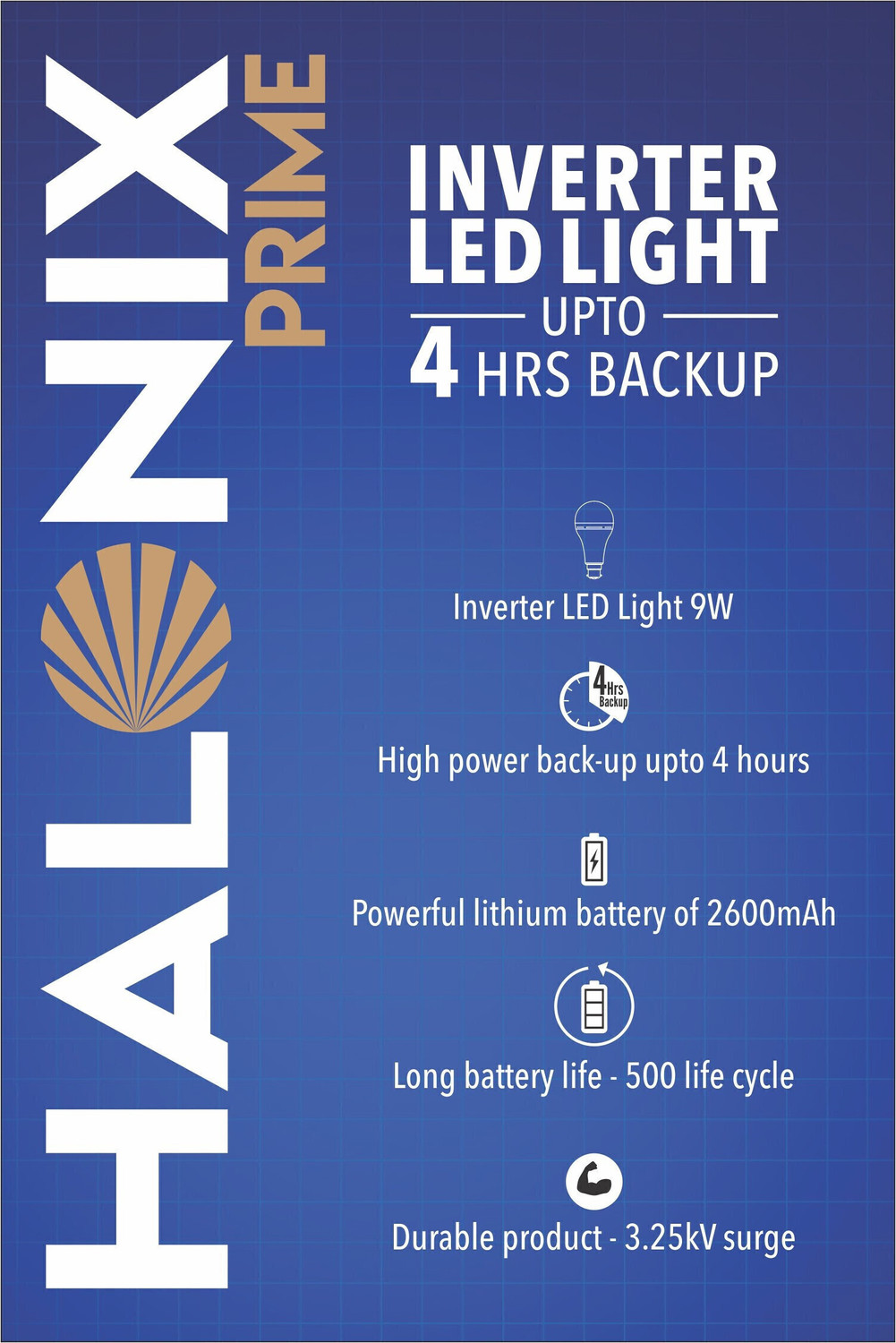 Image of HALONIX 9 W Inverter Round B22 Inverter Bulb