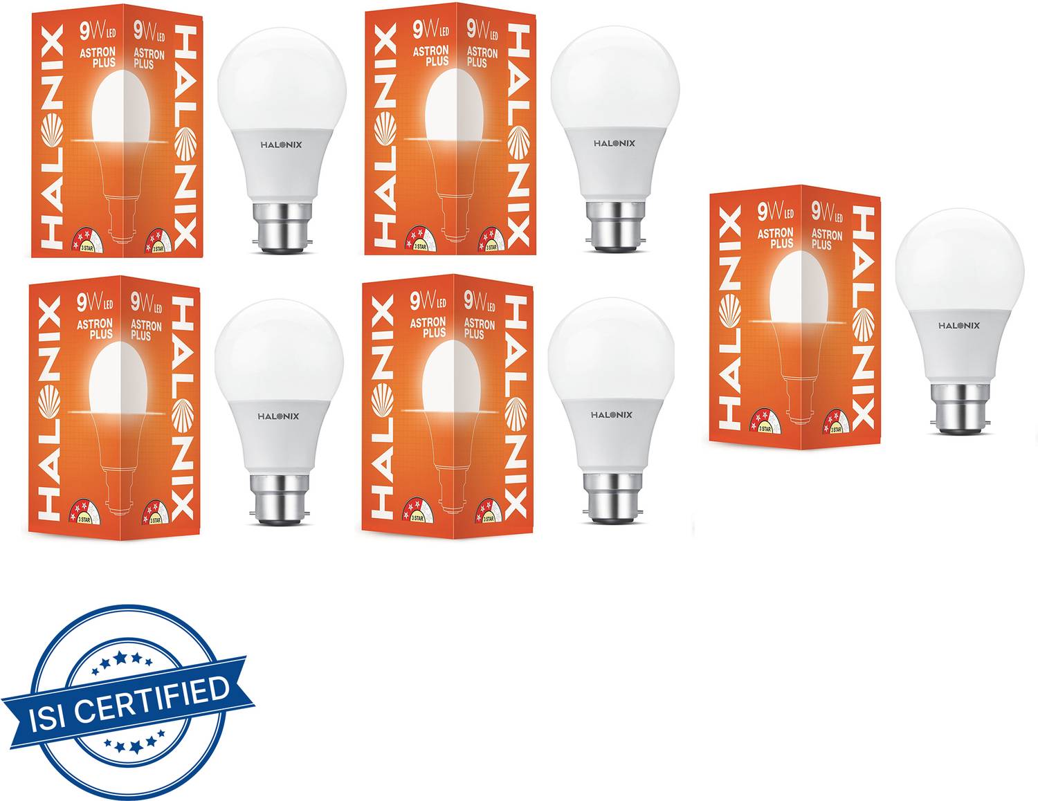 HALONIX 9 W Basic Round B22 LED Bulb