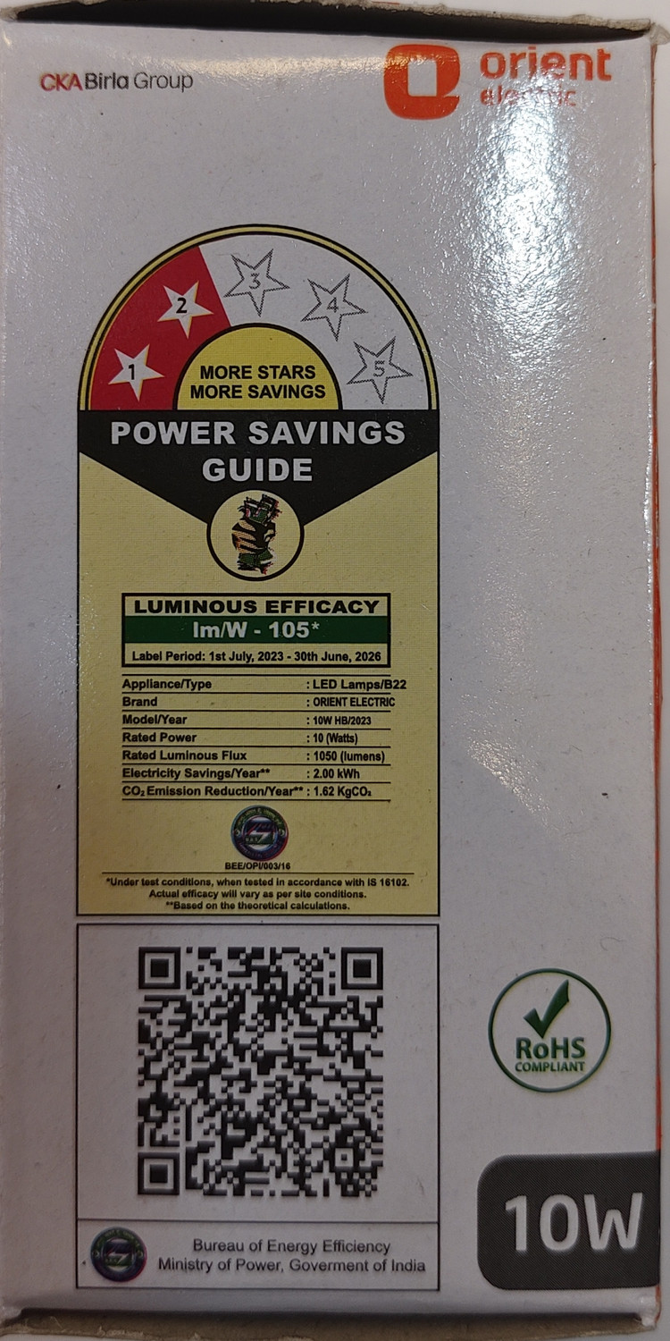 Image of Orient Electric 10 W Basic Round B22 LED Bulb