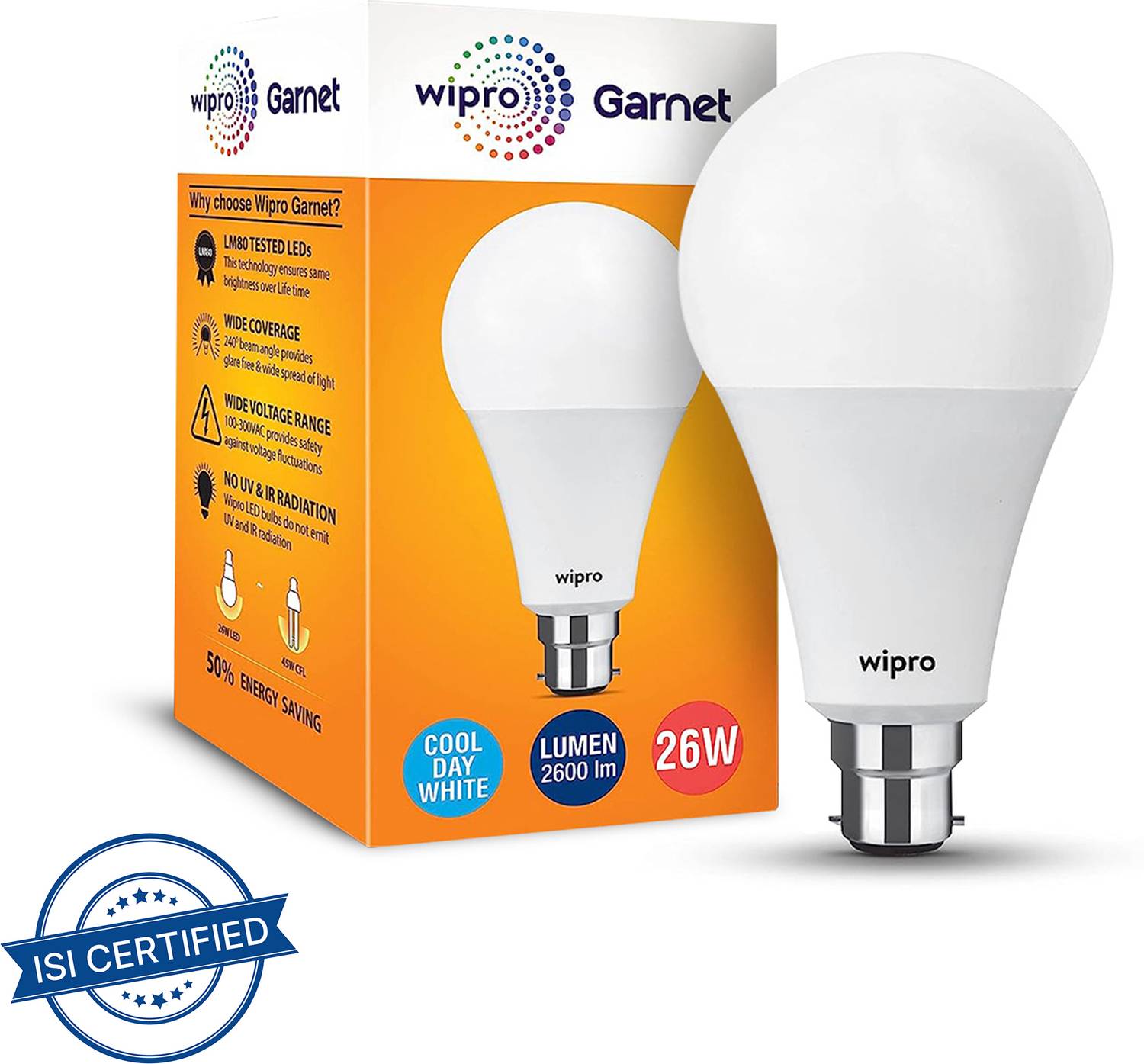 Wipro 26 W Basic Standard B22 LED Bulb