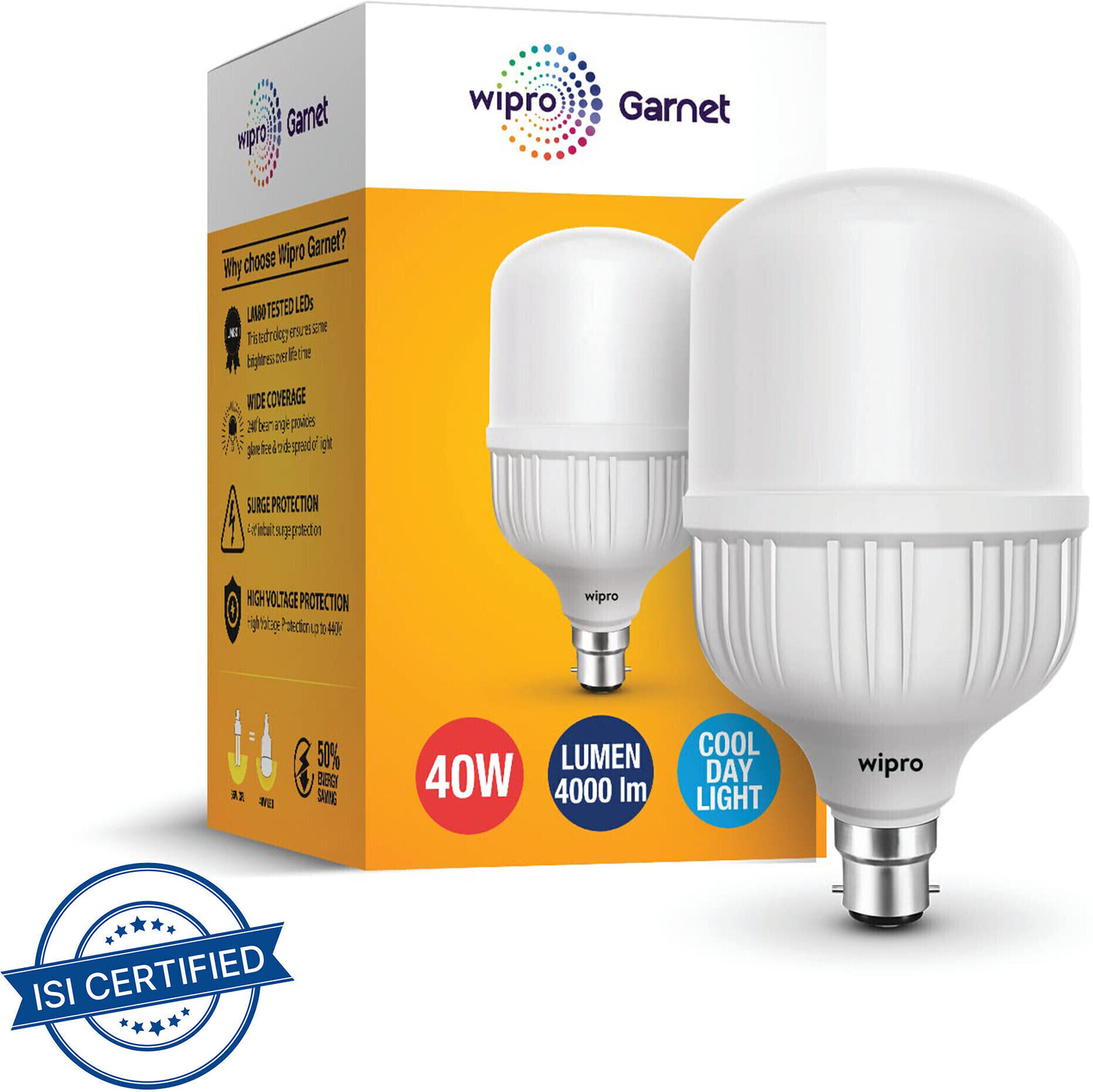 Image of Wipro 40 W Basic Standard B22 LED Bulb (White)