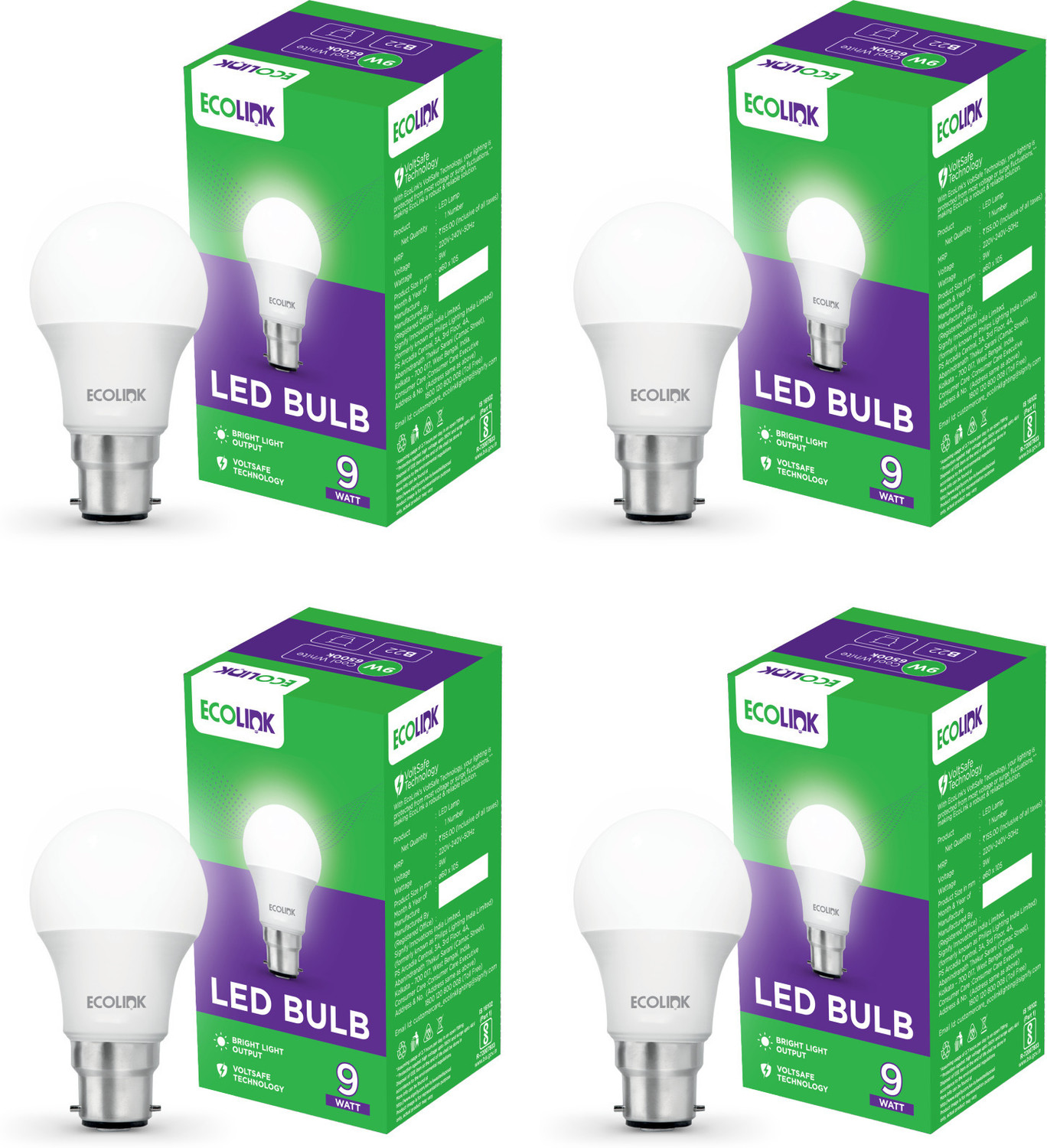Image of EcoLink 9 W Basic Round B22 LED Bulb