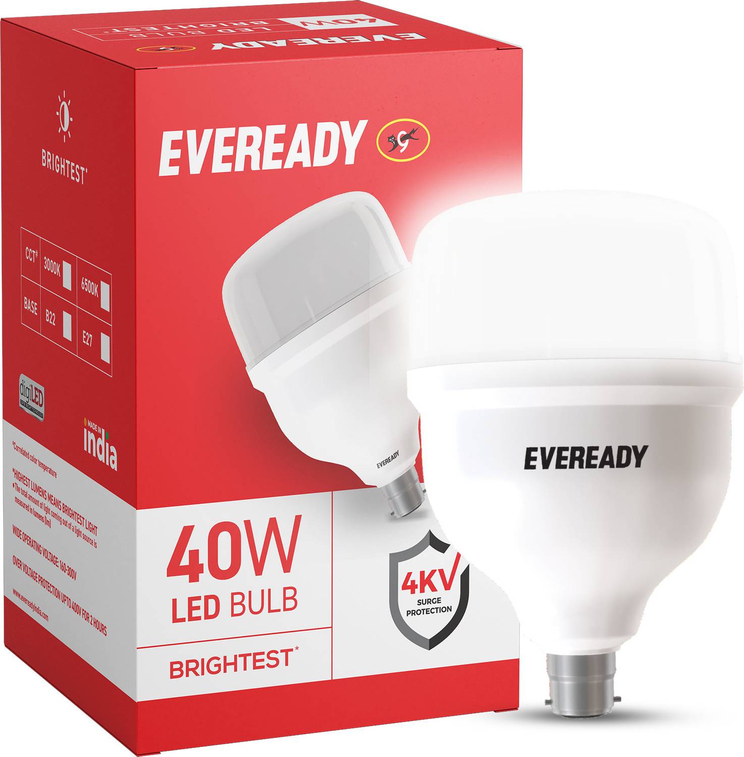 EVEREADY 40 W Flickering, Eye Safety Compliance Standard B22 LED Bulb