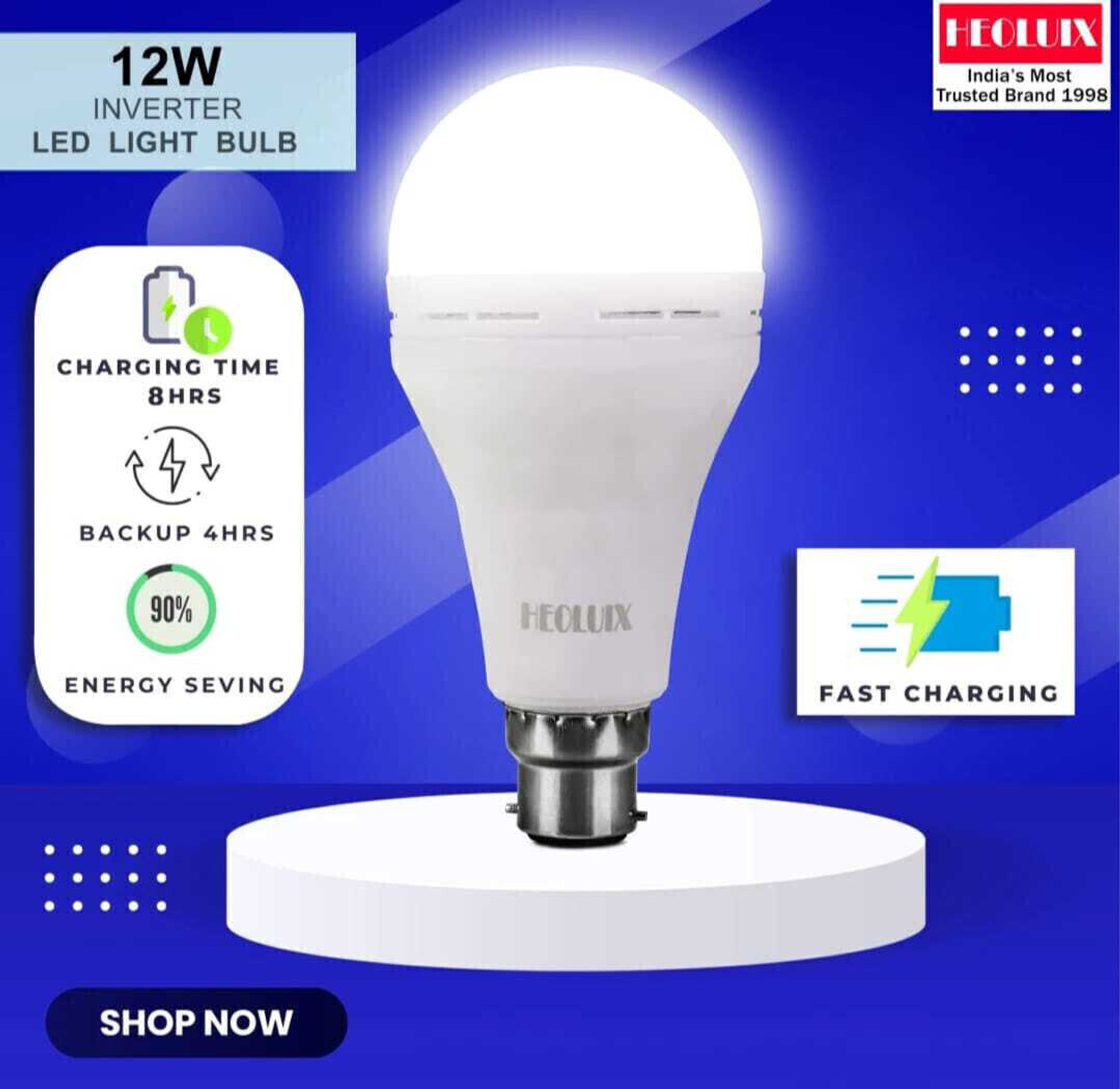 Image of heoluix 12 W Inverter Standard B22 Inverter Bulb