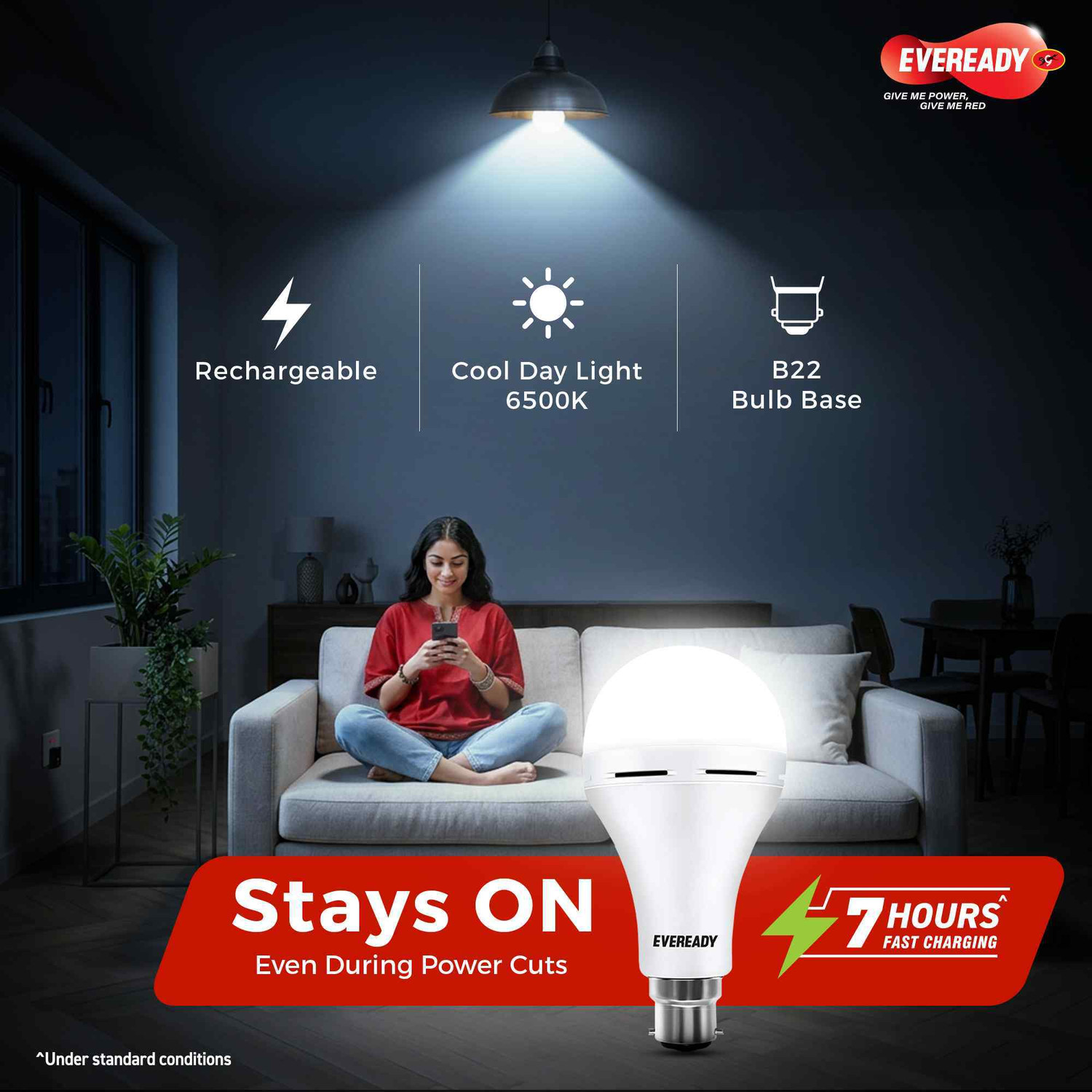 Image of EVEREADY 14 W Inverter Round B22 Inverter Bulb