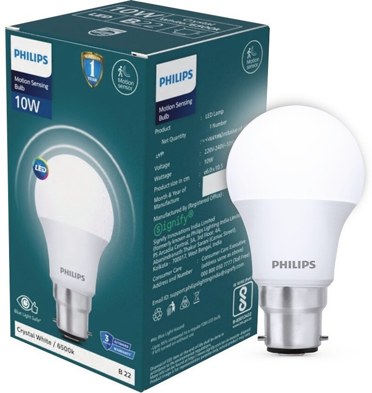 Image of PHILIPS 10 W Motion Sensor Standard B22 LED Bulb