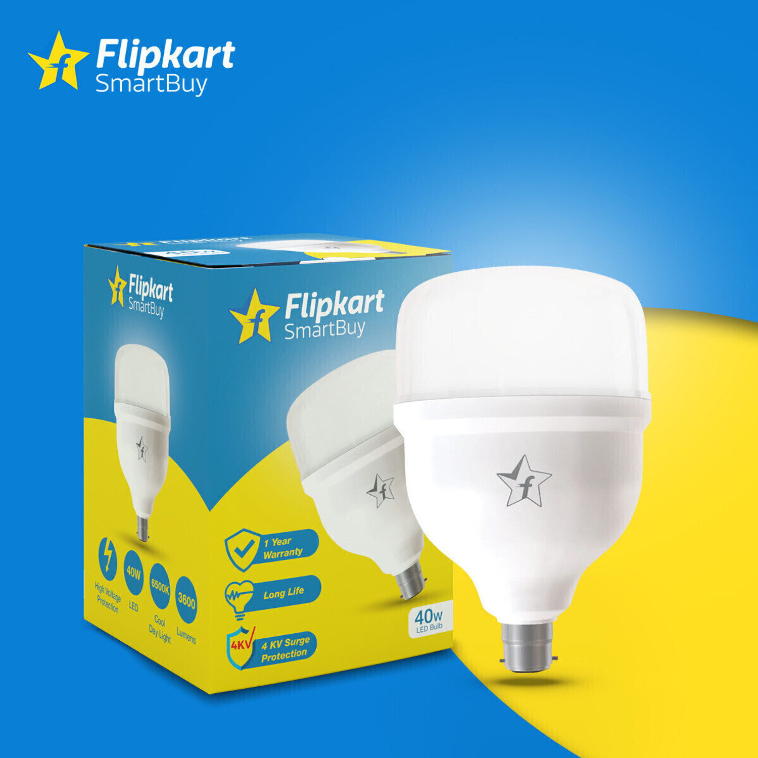 Image of Flipkart SmartBuy 40 w Basic Round B22 LED Bulb