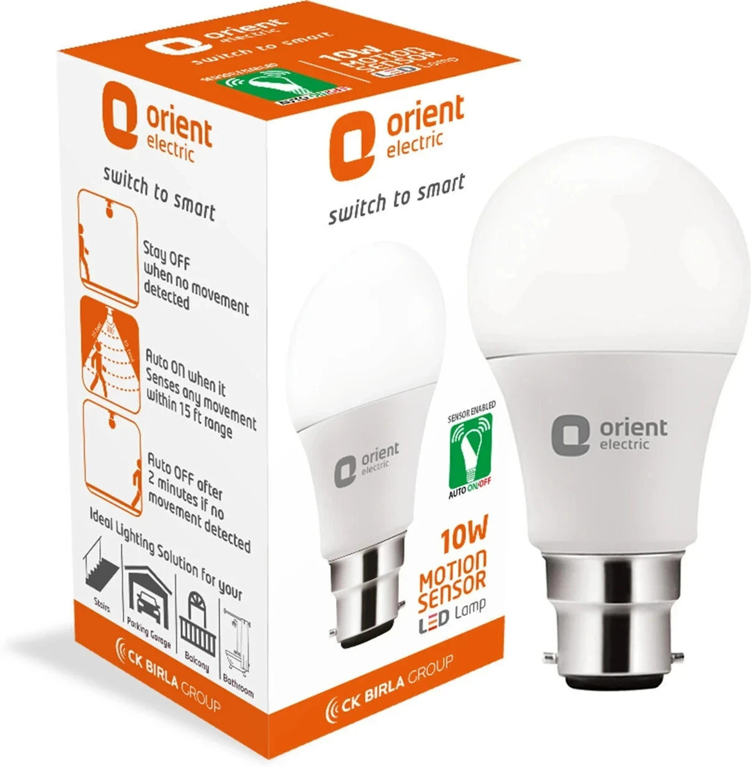 Image of Orient Electric 10 W Motion Sensor Round B22 LED Bulb