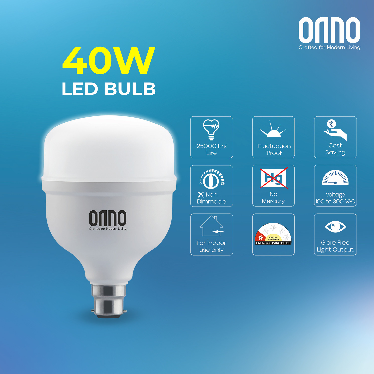 Image of ONNO 40 W Basic T-Bulb B22 LED Bulb