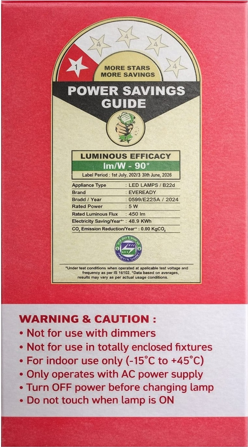 Image of EVEREADY 5 W Basic Standard B22 LED Bulb