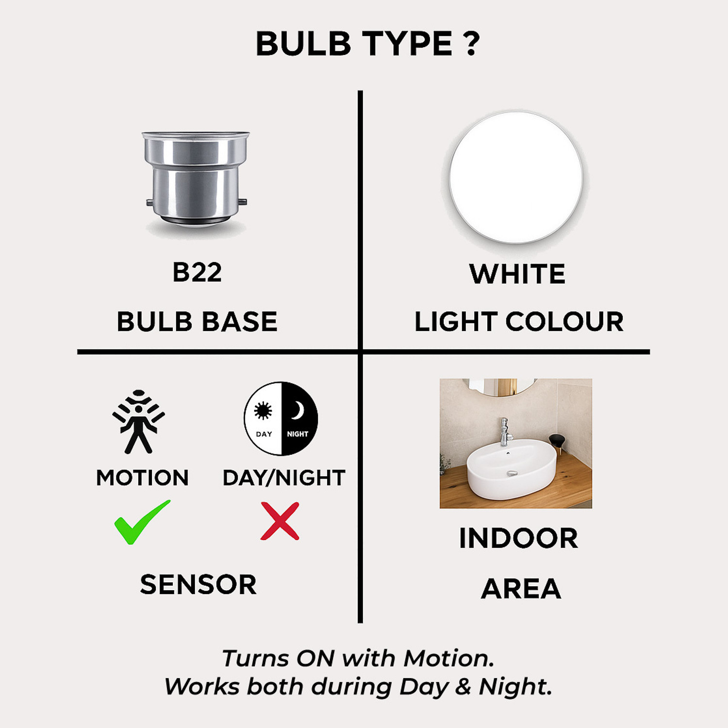 Image of auto-on 20 W Motion Sensor Standard B22 D LED Bulb