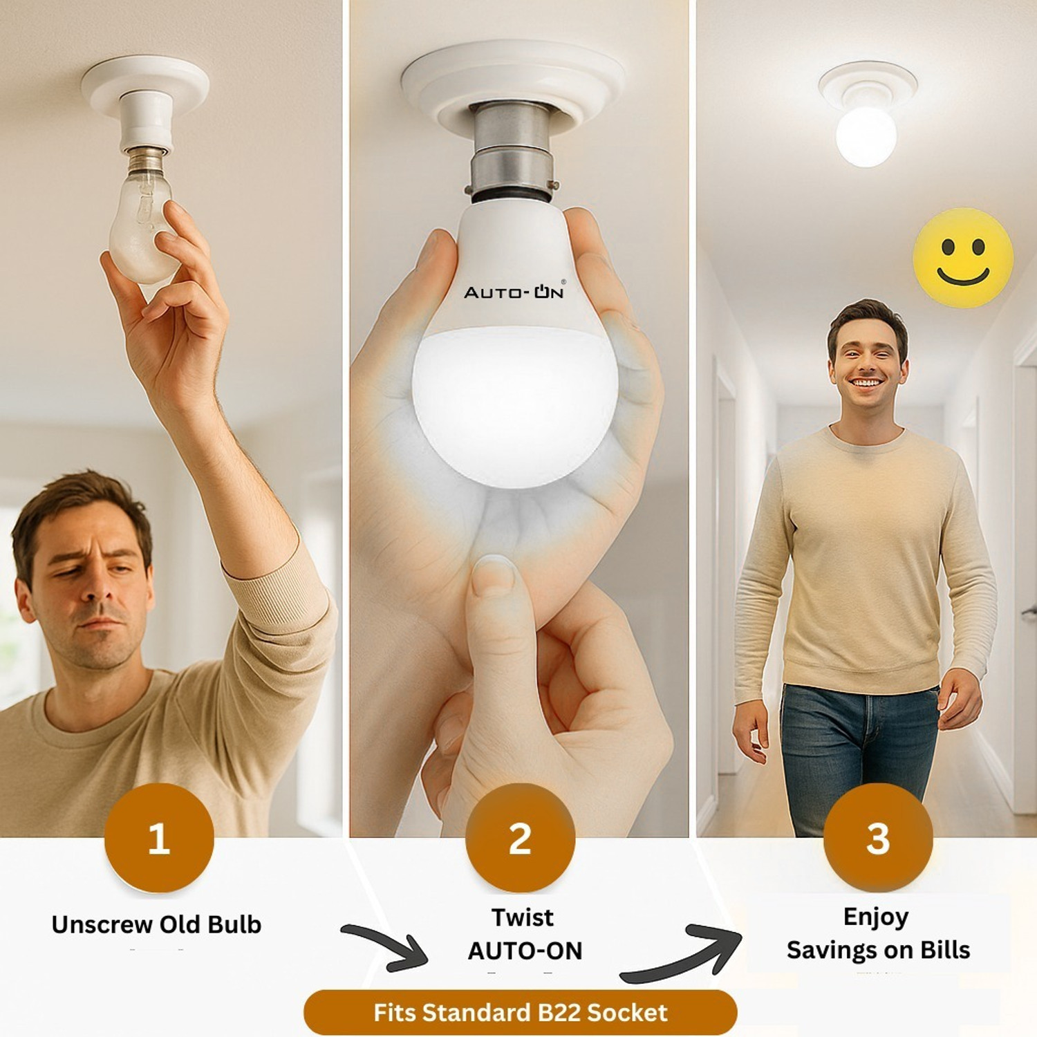 Image of auto-on 20 W Motion Sensor Standard B22 D LED Bulb