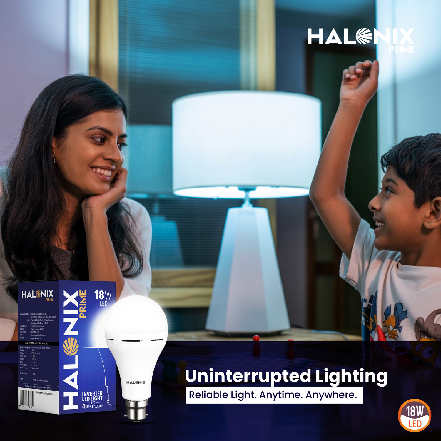Image of HALONIX 18W Inverter Rechargeable bulb 4 hrs Bulb Emergency Light