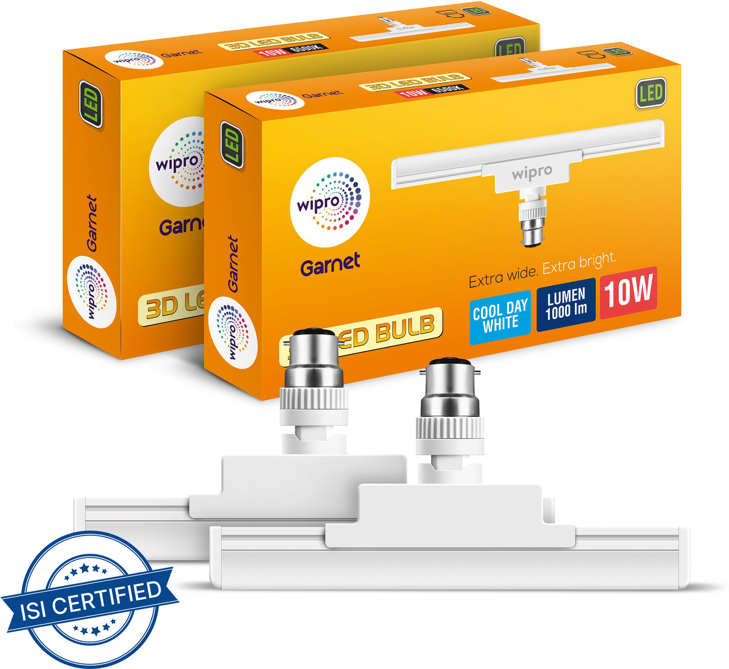 Image of Wipro 10 W Basic T-Bulb B22 LED Bulb (White, Pack of 2)