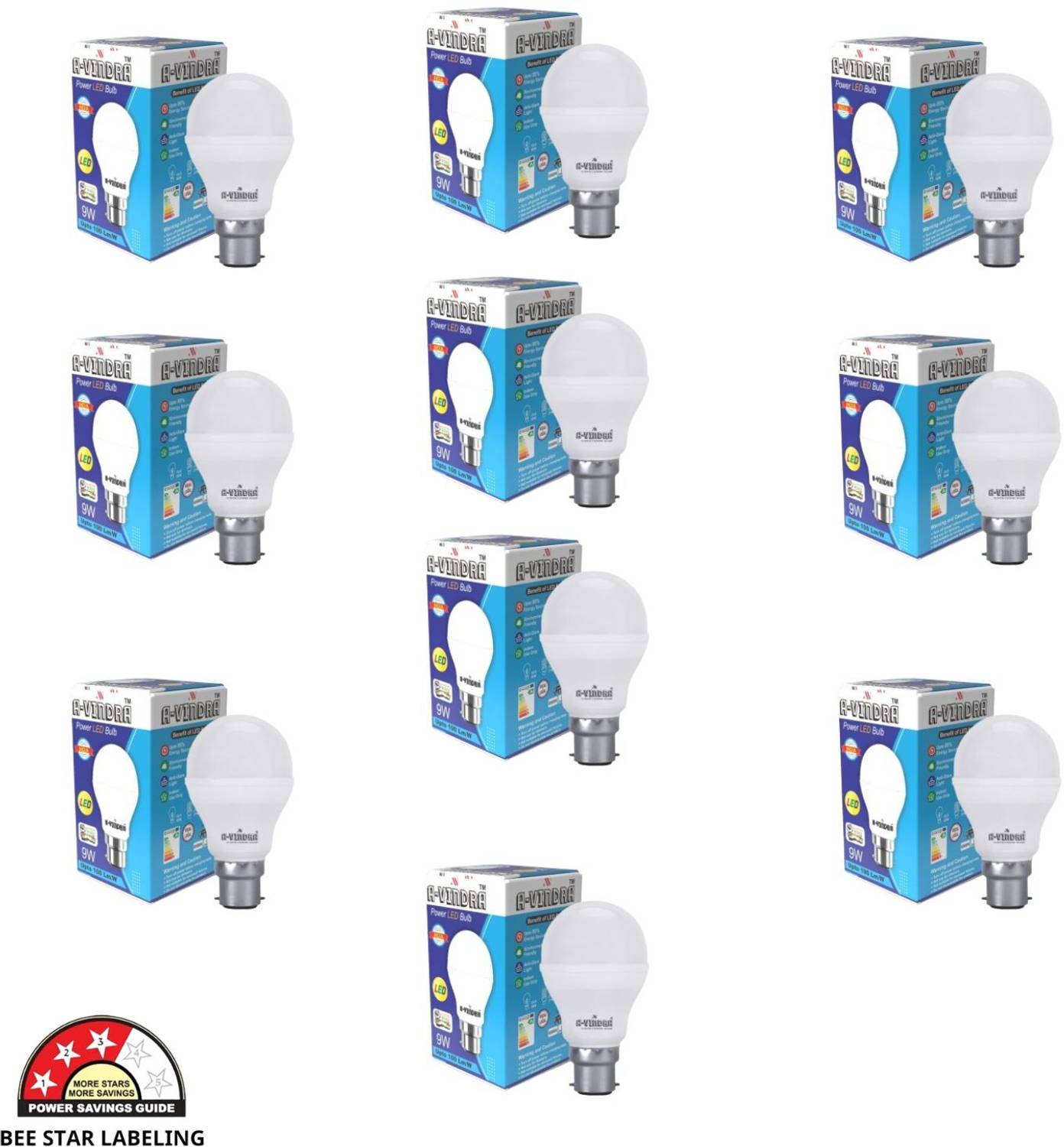 AVINDRA 10 W Eye Safety Compliance Round B22 LED Bulb