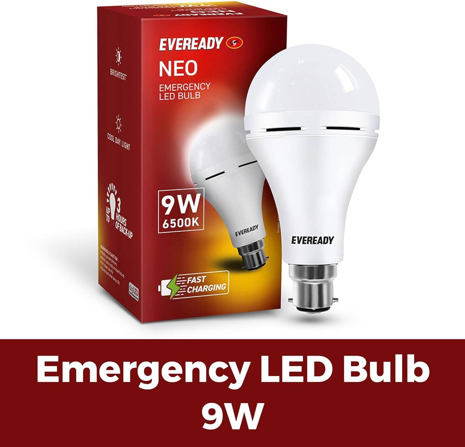 EVEREADY 9W B22 White Emergency LED Bulb 4Hr Pack of 1 - Image 2