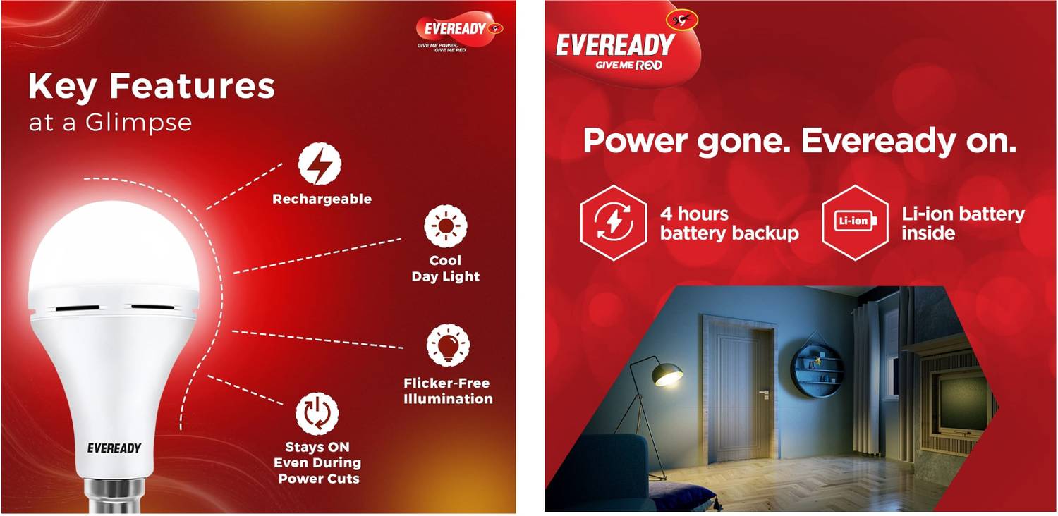 EVEREADY 9W B22 White Emergency LED Bulb 4Hr Pack of 1 - Image 3
