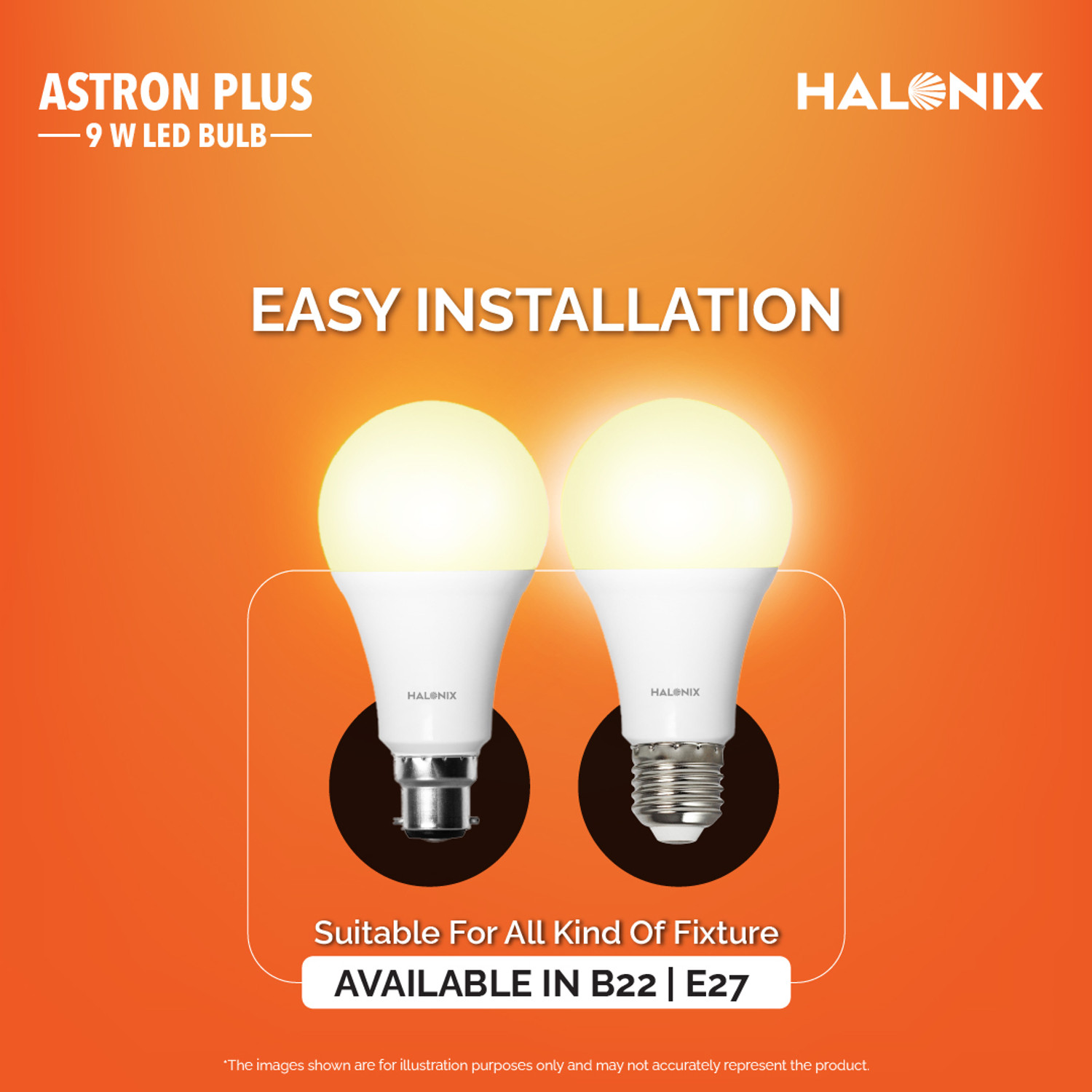 Image of HALONIX 9 W Basic Round B22 D LED Bulb