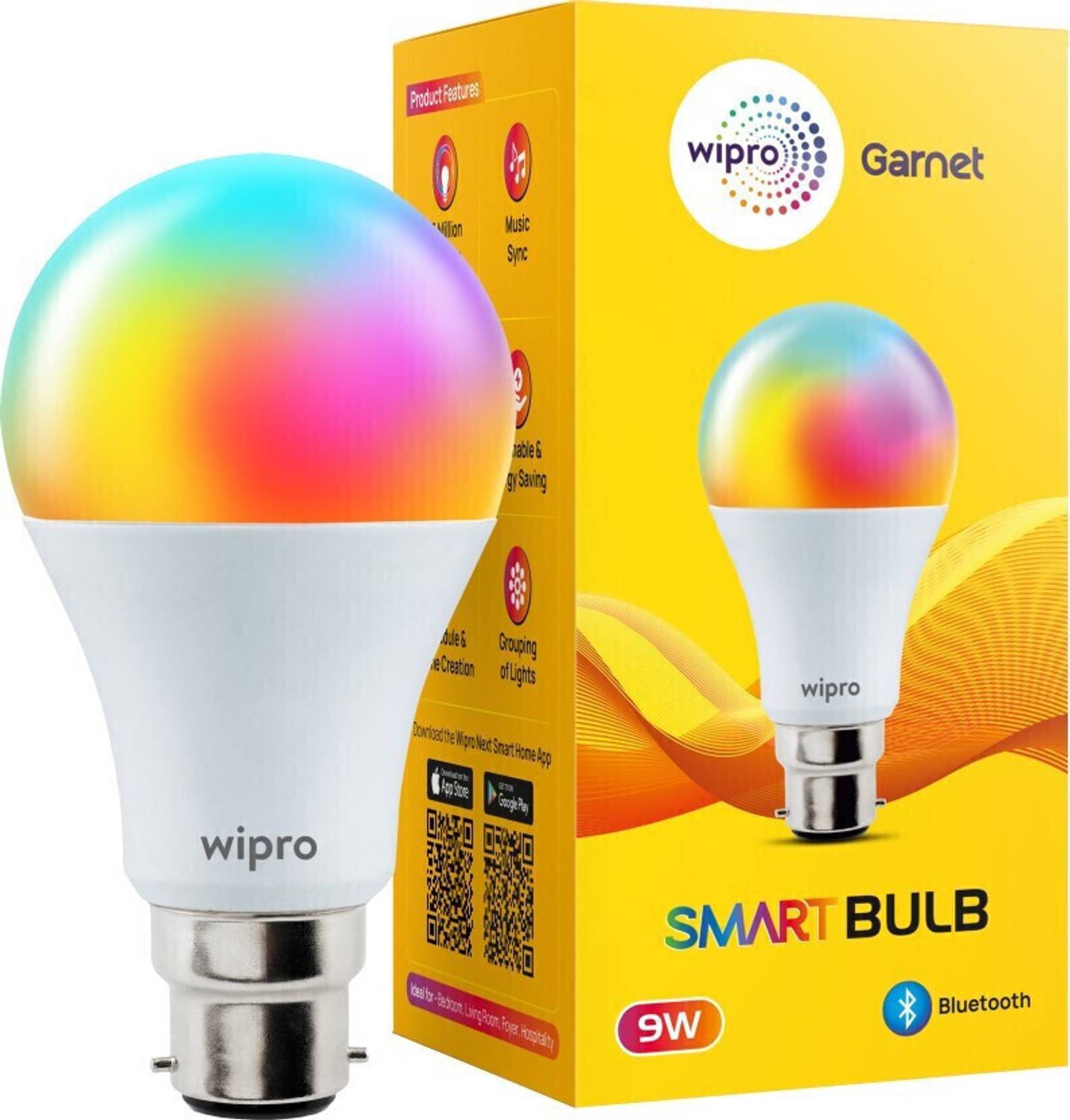 Wipro 9W Music B22 LED Bulb - Image 1