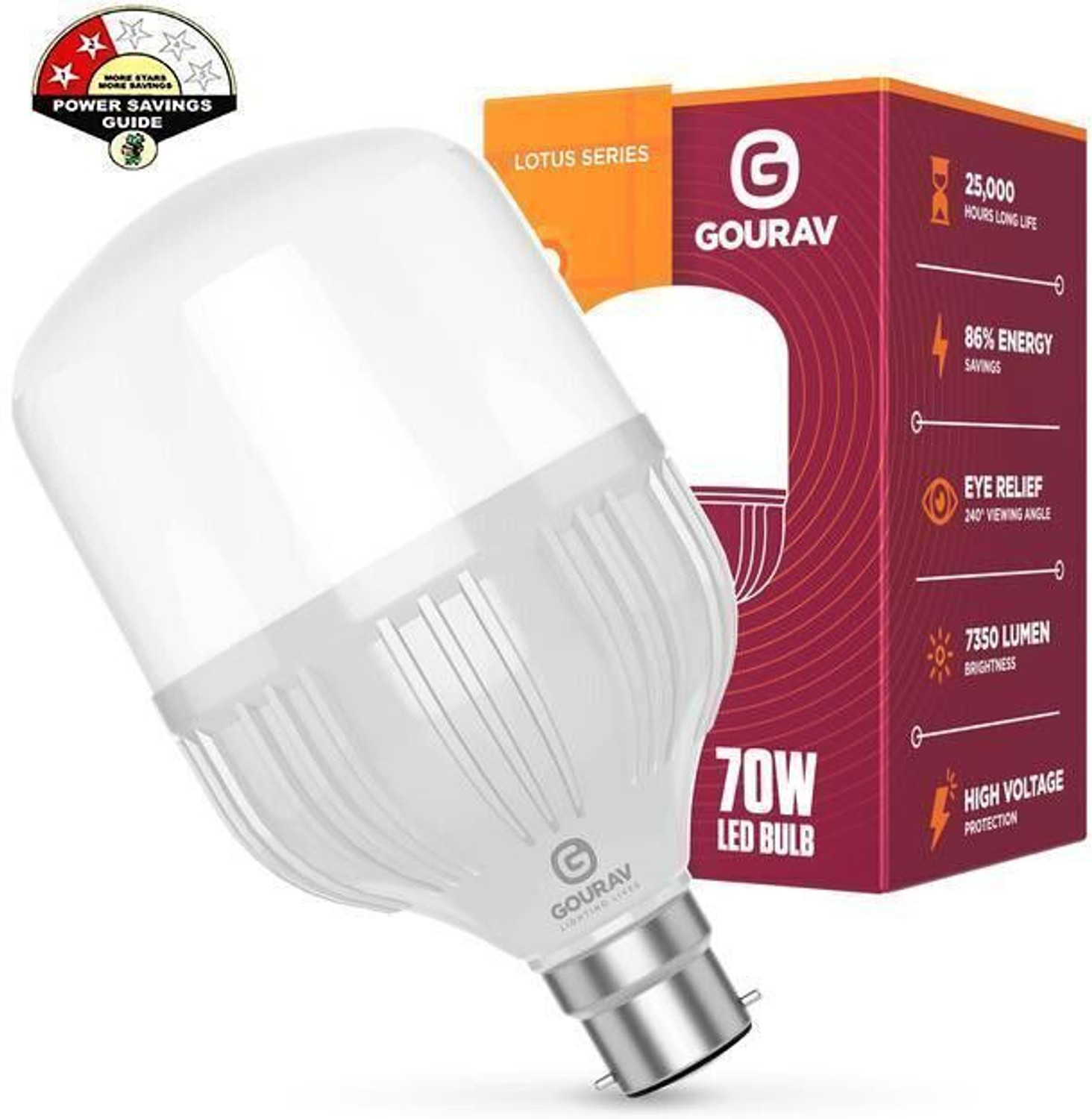 Image of GOURAV 70 W Eye Safety Compliance Arbitrary B22 LED Bulb (White)