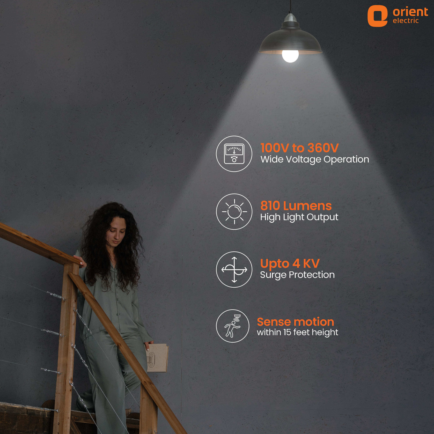 Image of Orient Electric 10 W Motion Sensor Round B22 LED Bulb