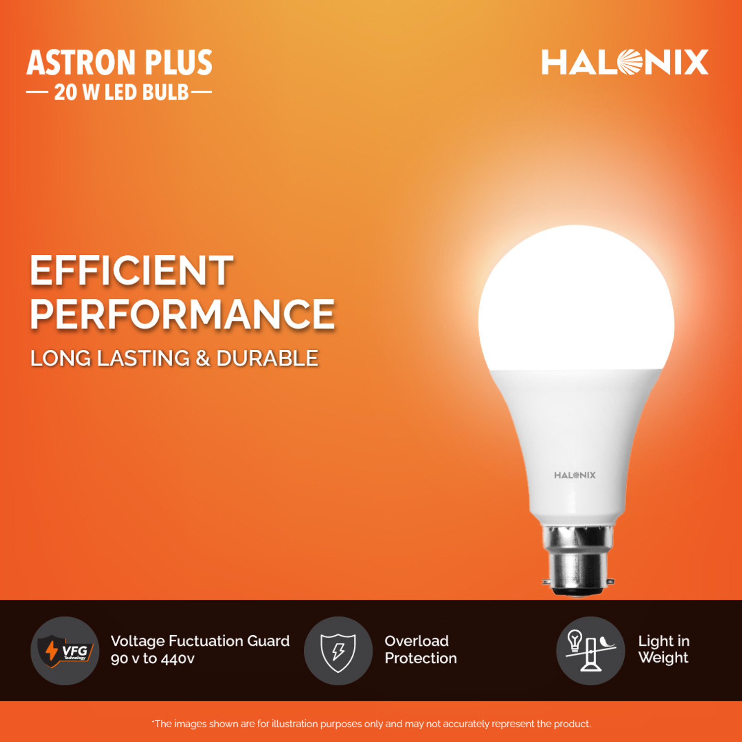 Image of HALONIX 20 W Basic Round B22 D LED Bulb