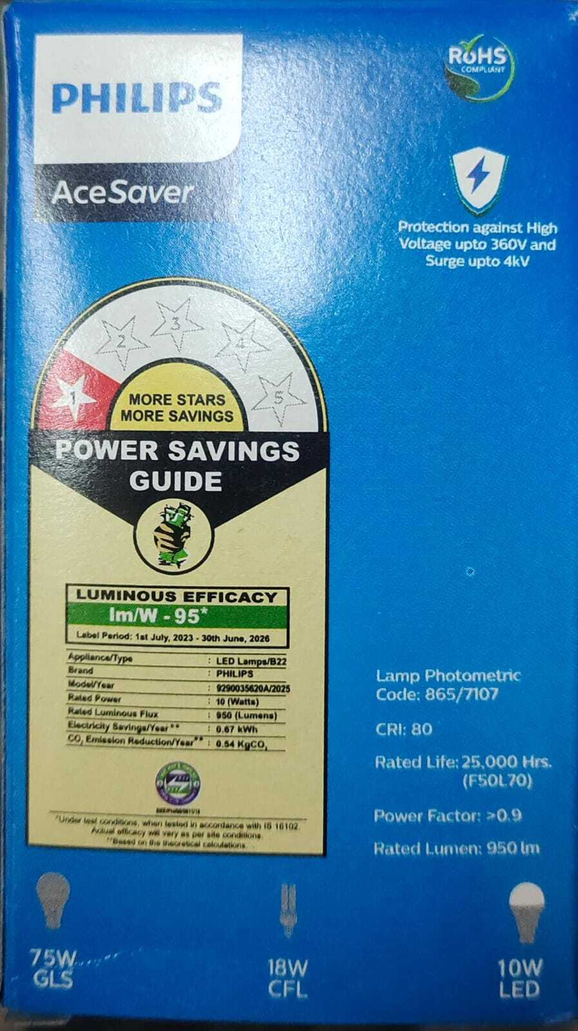 Image of PHILIPS 13 W Inverter Round B22 Inverter Bulb (White, Pack of 2)