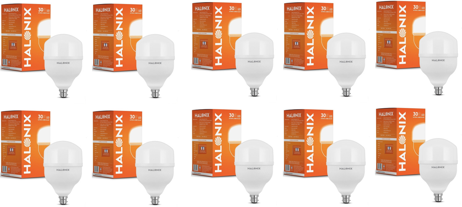 Image of HALONIX 30 W Basic Round B22 D LED Bulb (White, Pack of 10)