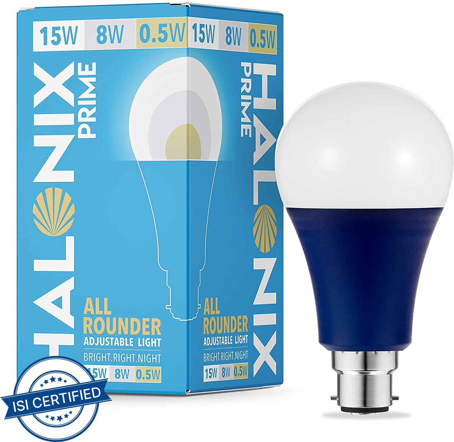 Image of HALONIX 15 W, 8 W, 0.5 W Multi Watt Round B22 LED Bulb