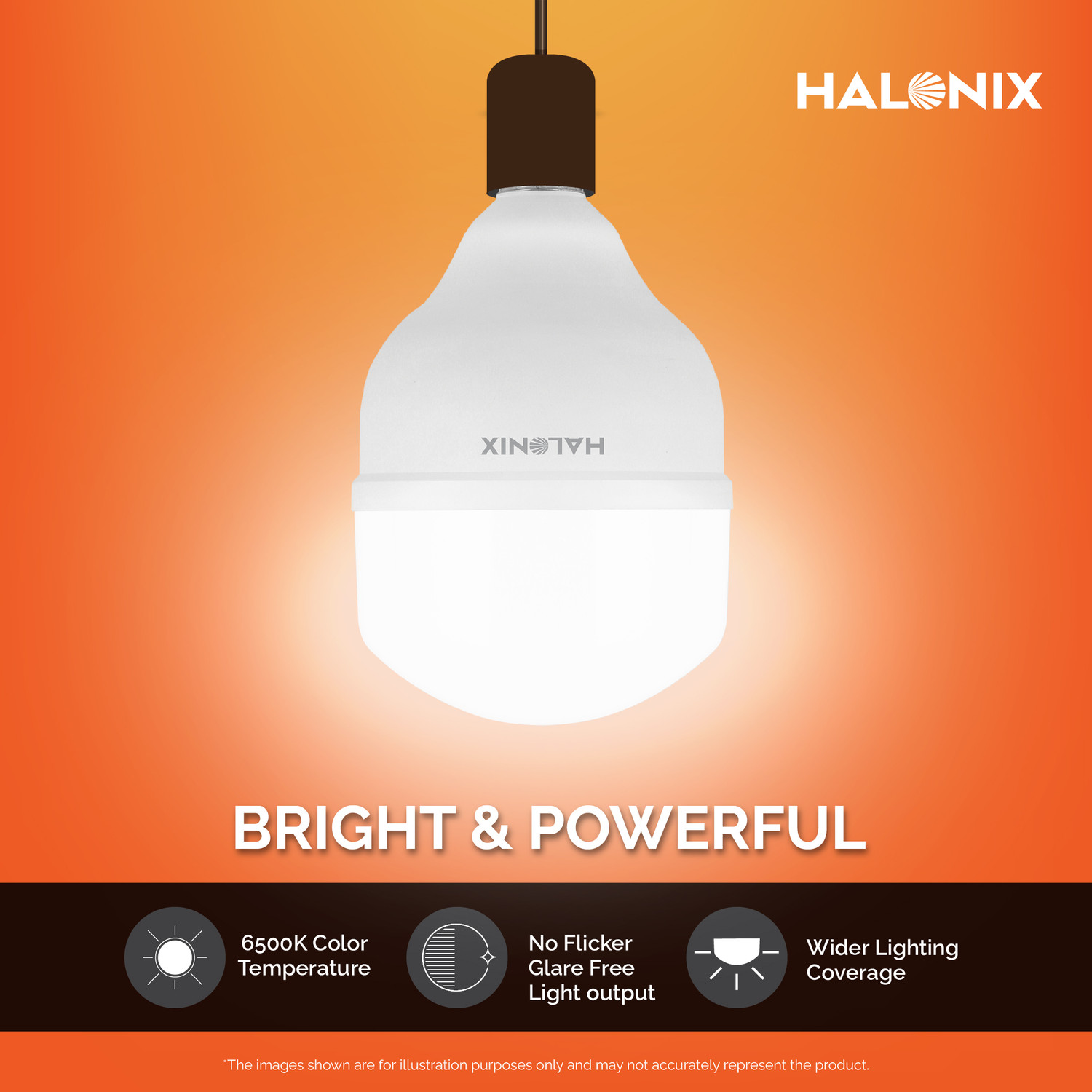 Image of HALONIX 30 W Basic Round B22 D LED Bulb (White, Pack of 10)