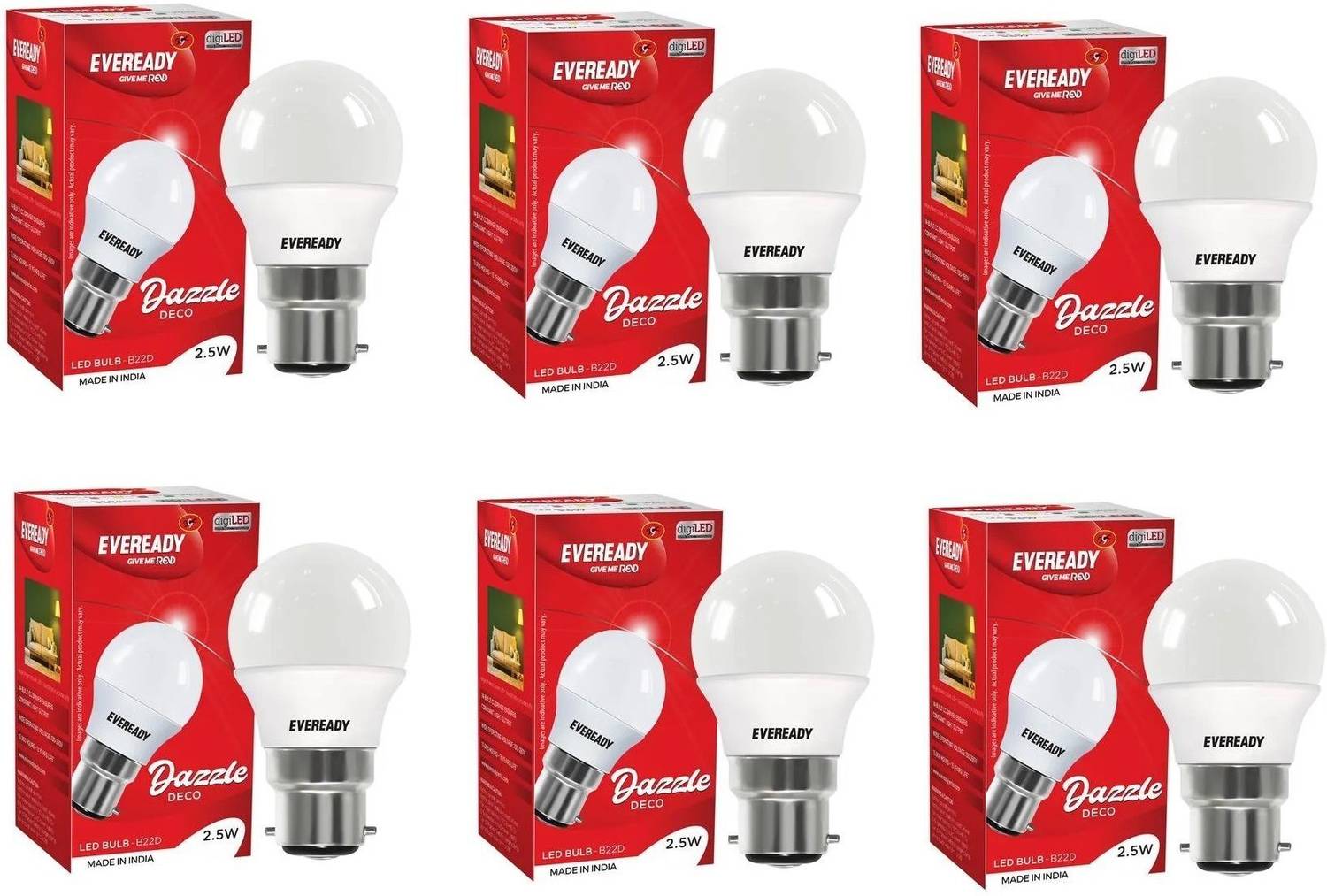 EVEREADY 2.5 W Basic Round B22 LED Bulb