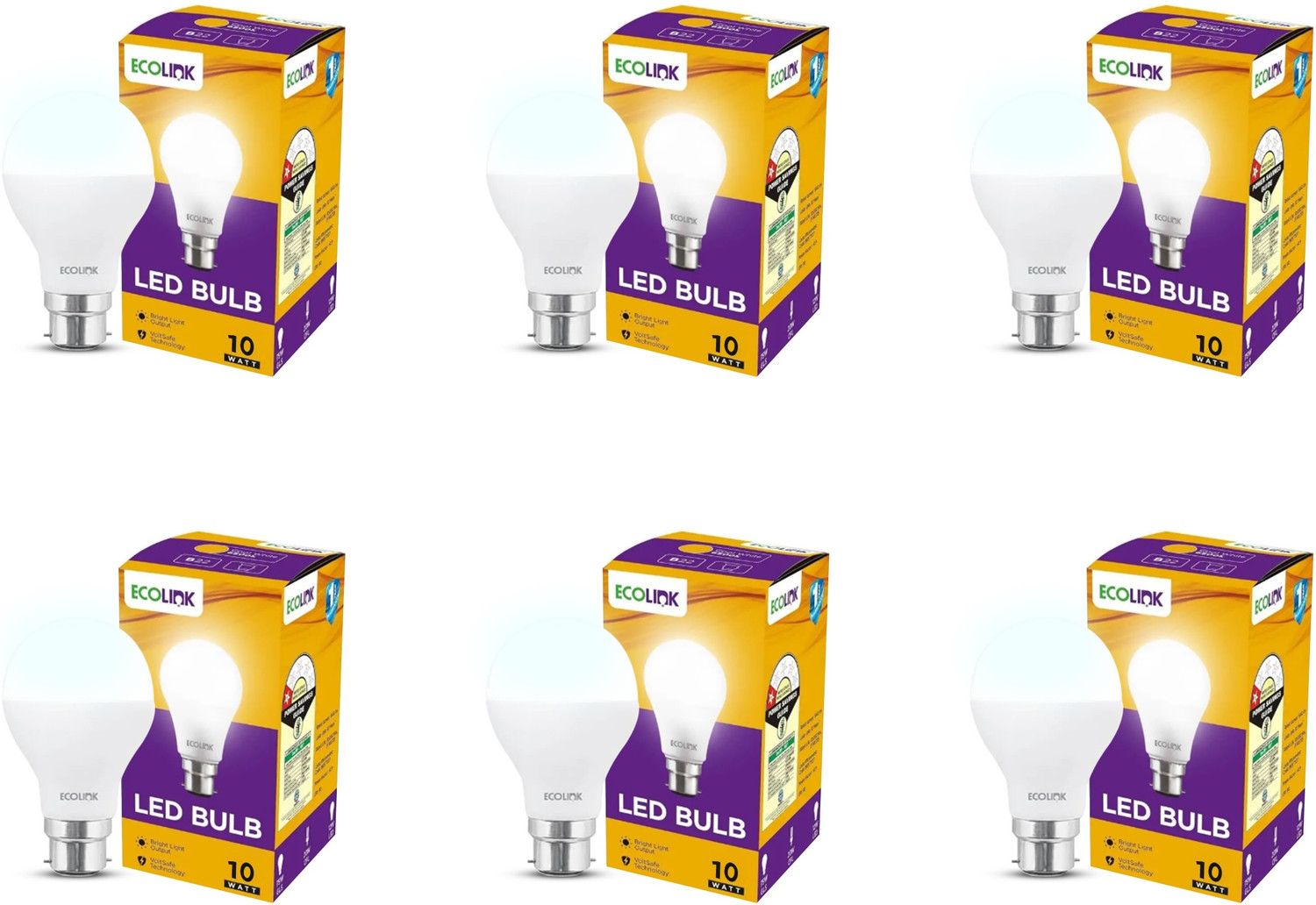 Image of EcoLink 10 W Basic Round B22 LED Bulb