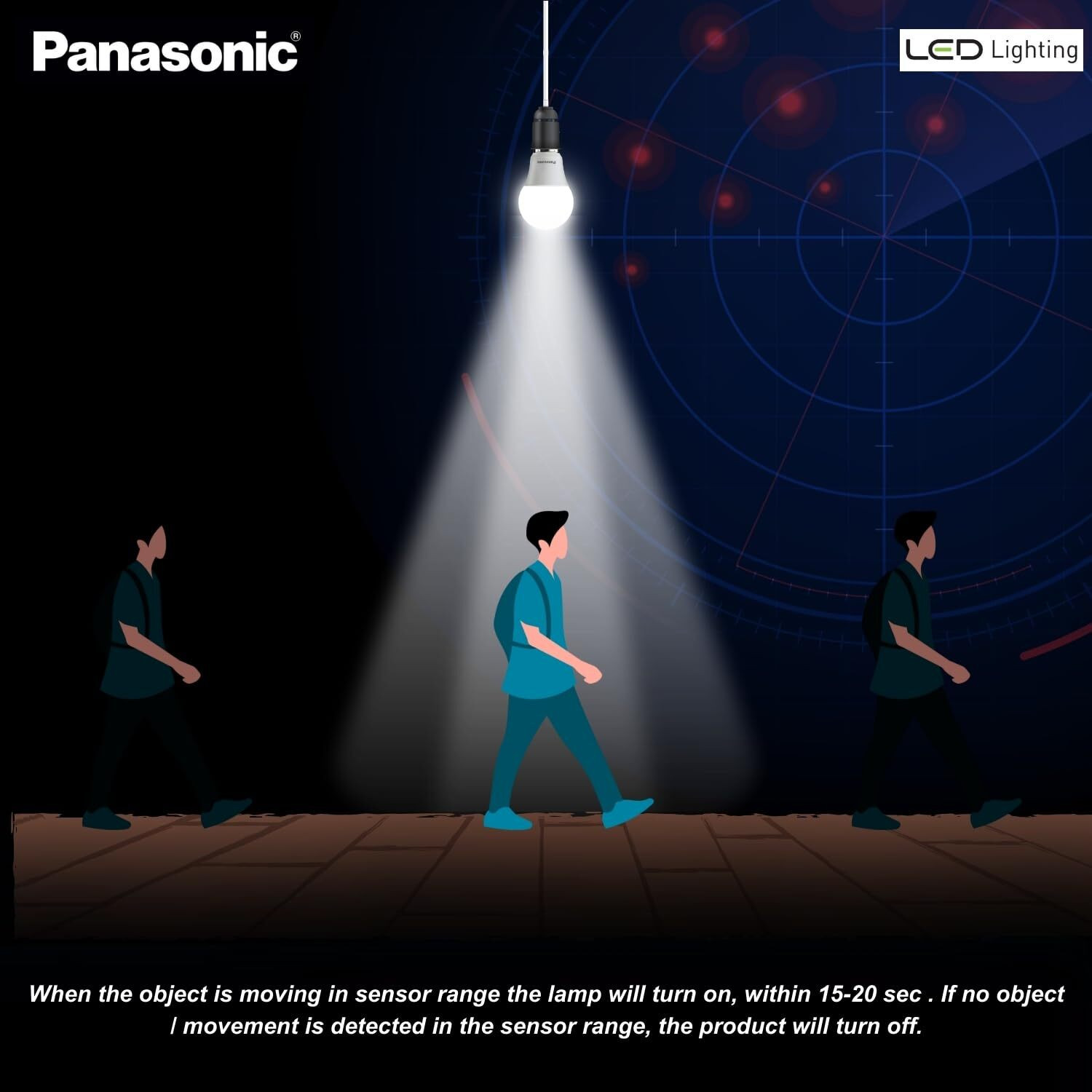 Image of Panasonic 9 W Motion Sensor Round B22 D LED Bulb