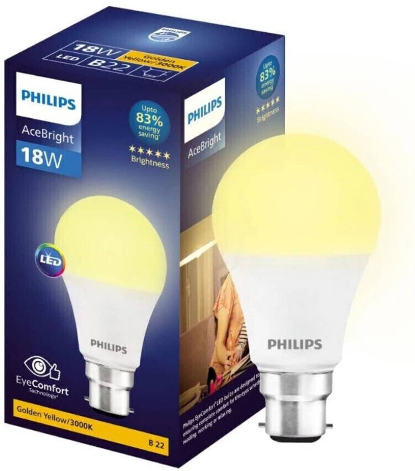 PHILIPS 18 W Basic Round B22 LED Bulb