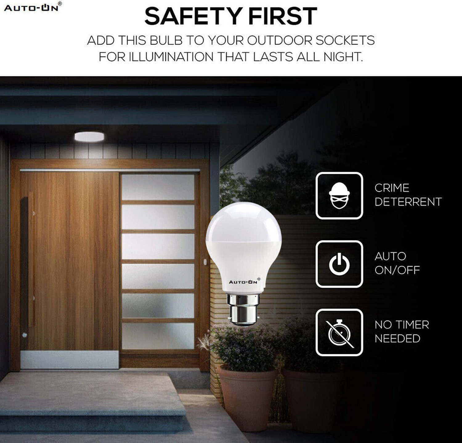 Image of auto-on 9 W Basic Standard B22 LED Bulb