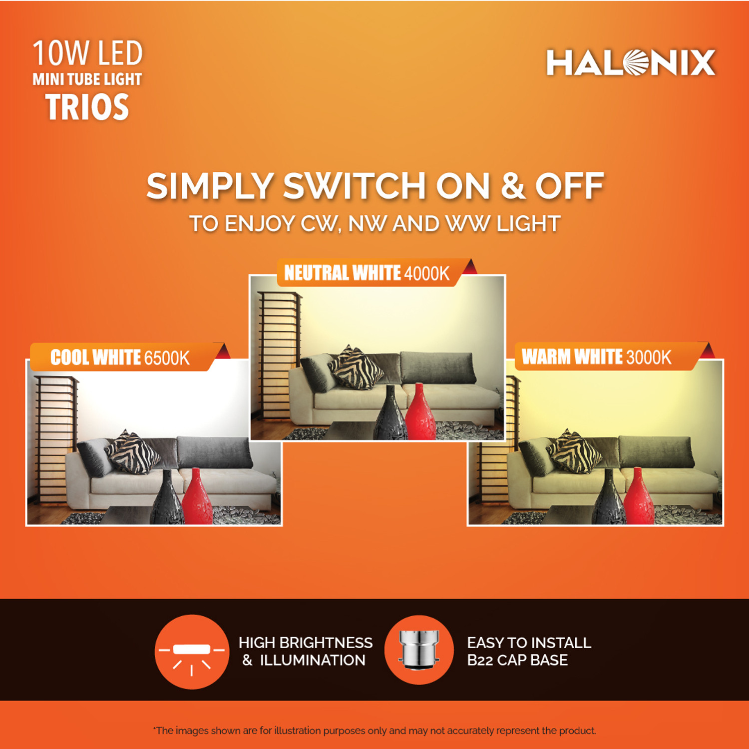 Image of HALONIX 10 W Basic T-Bulb B22 D LED Bulb