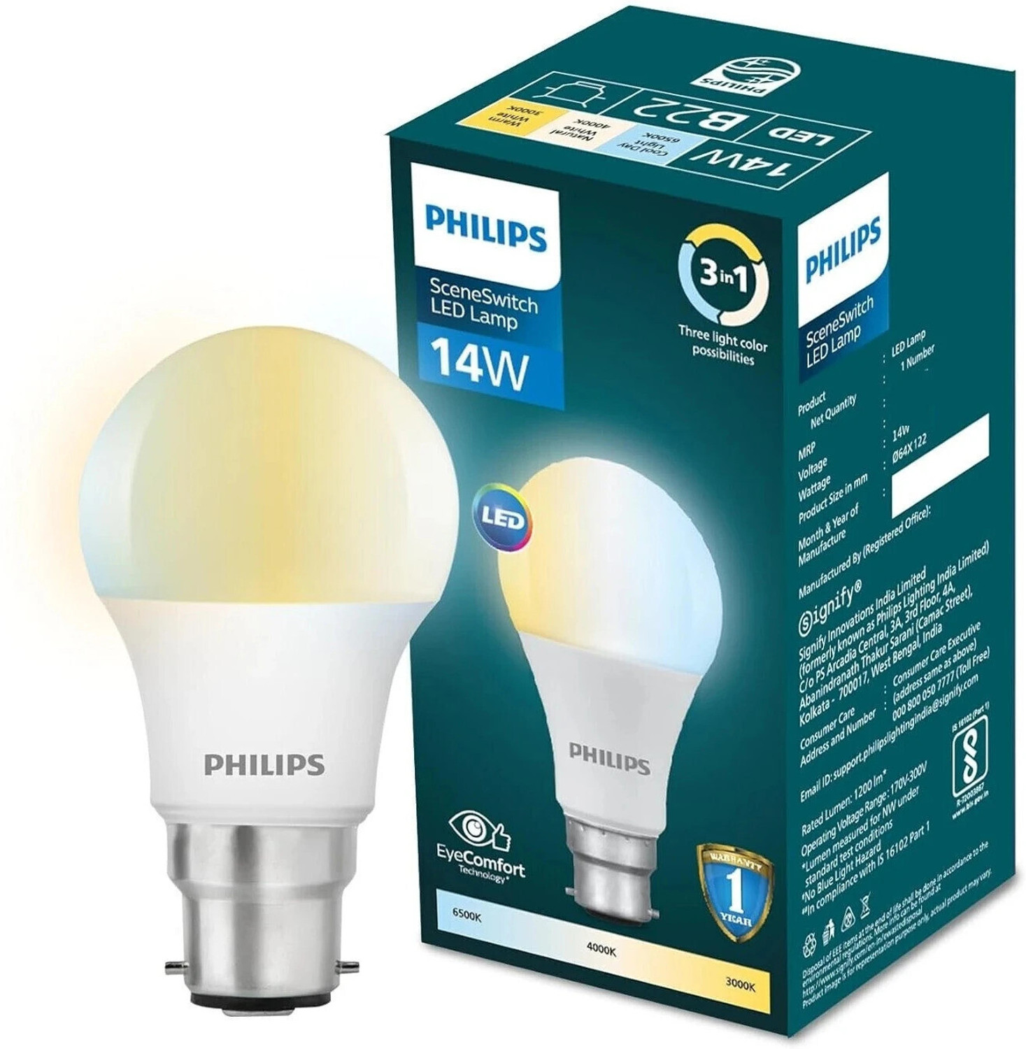 Image of PHILIPS 14 W Multi Watt Standard B22 LED Bulb
