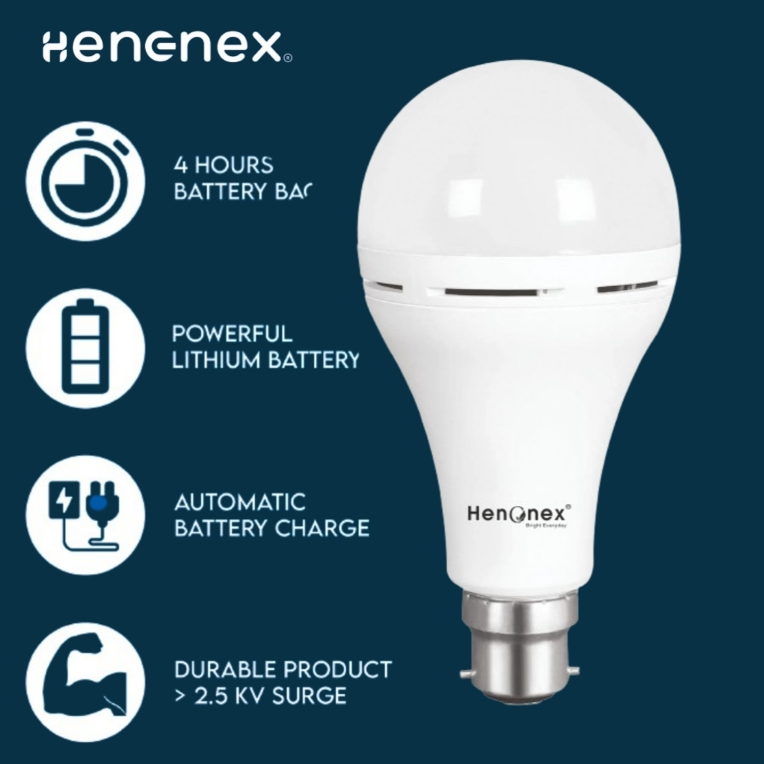 Image of Henonex 12 W Inverter Round B22 Inverter Bulb