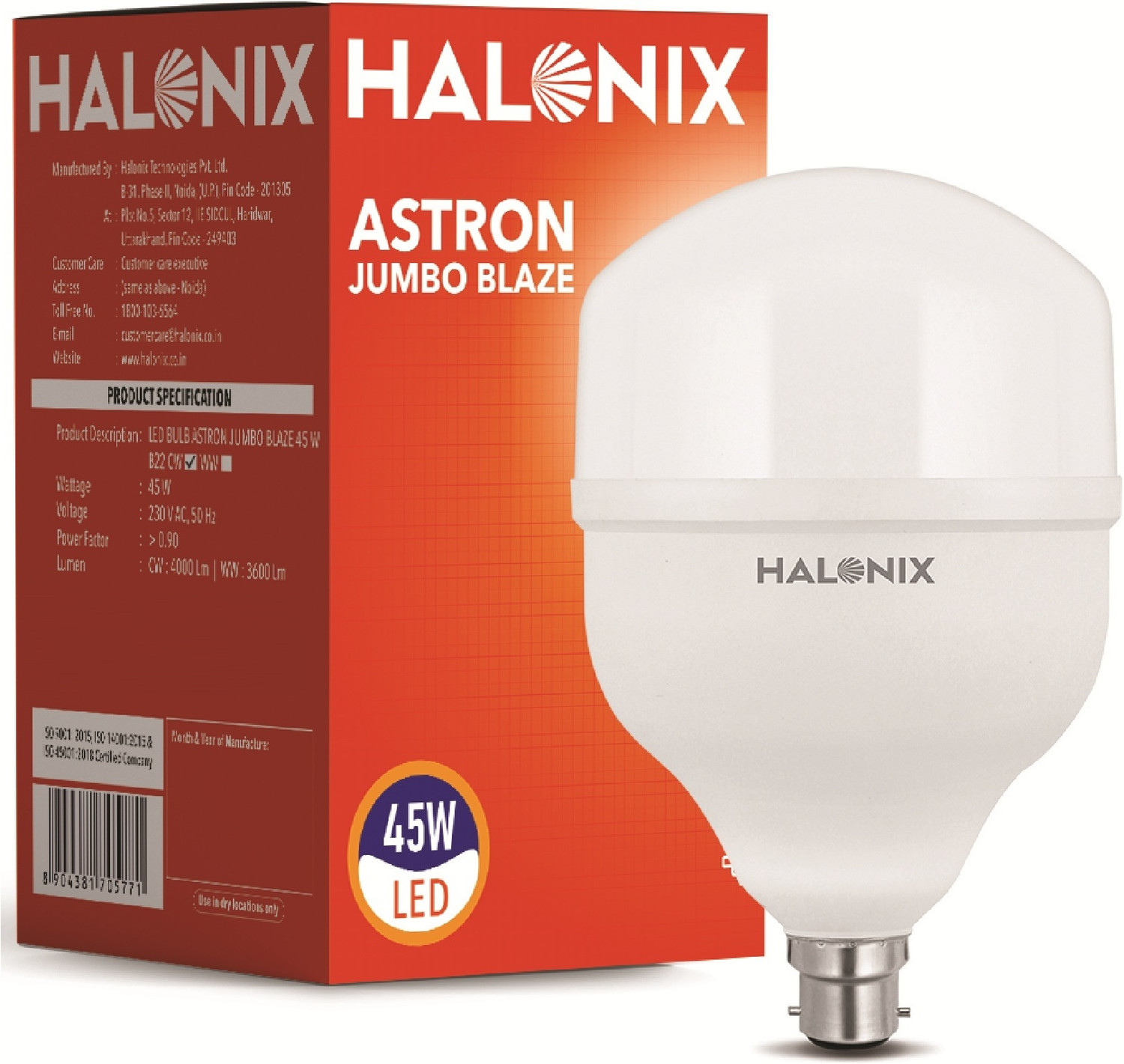 Image of HALONIX 45 W Basic Round B22 D LED Bulb
