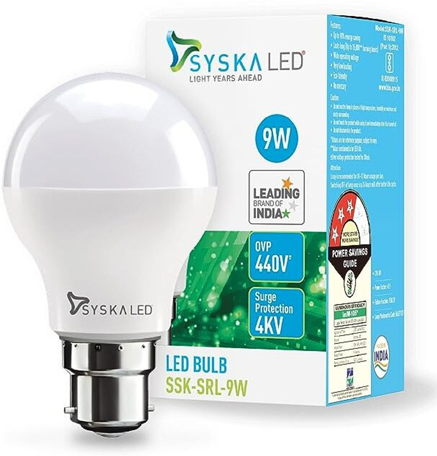 Image of Syska 9 W Basic Standard B22 LED Bulb