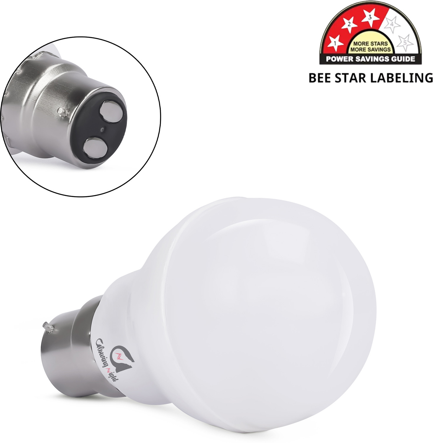 Image of Glowing Night 9 W Eye Safety Compliance Round B22 LED Bulb