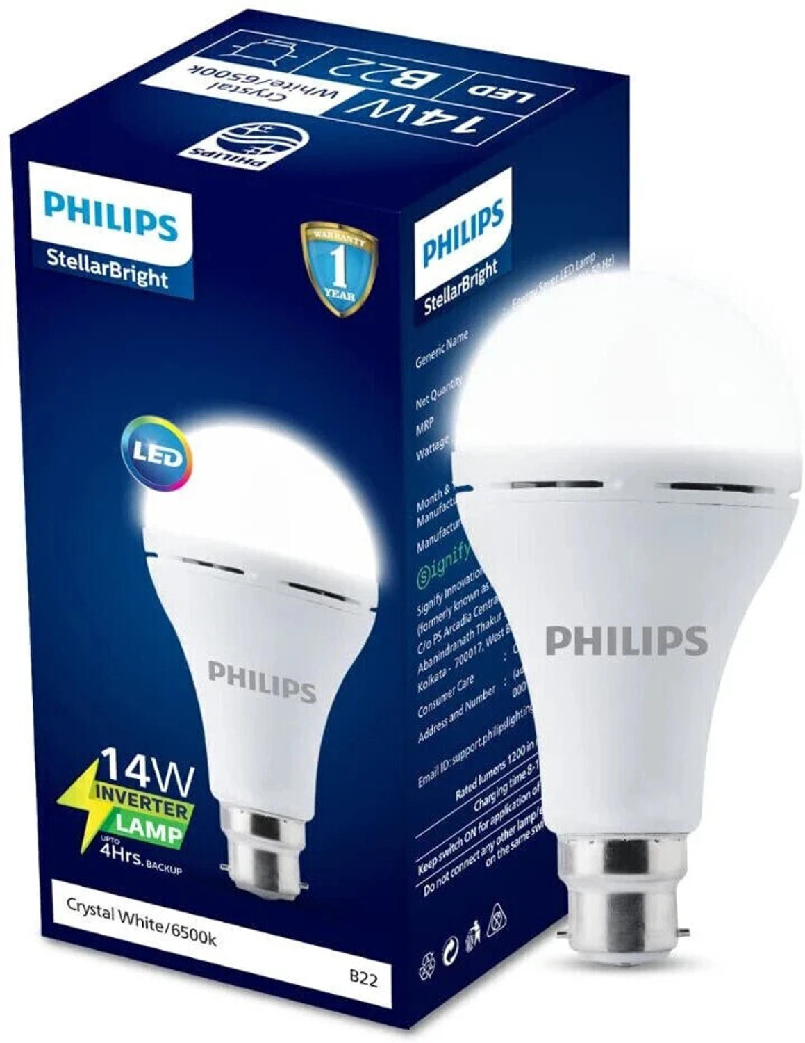 Image of PHILIPS 14 W Inverter Round B22 Inverter Bulb