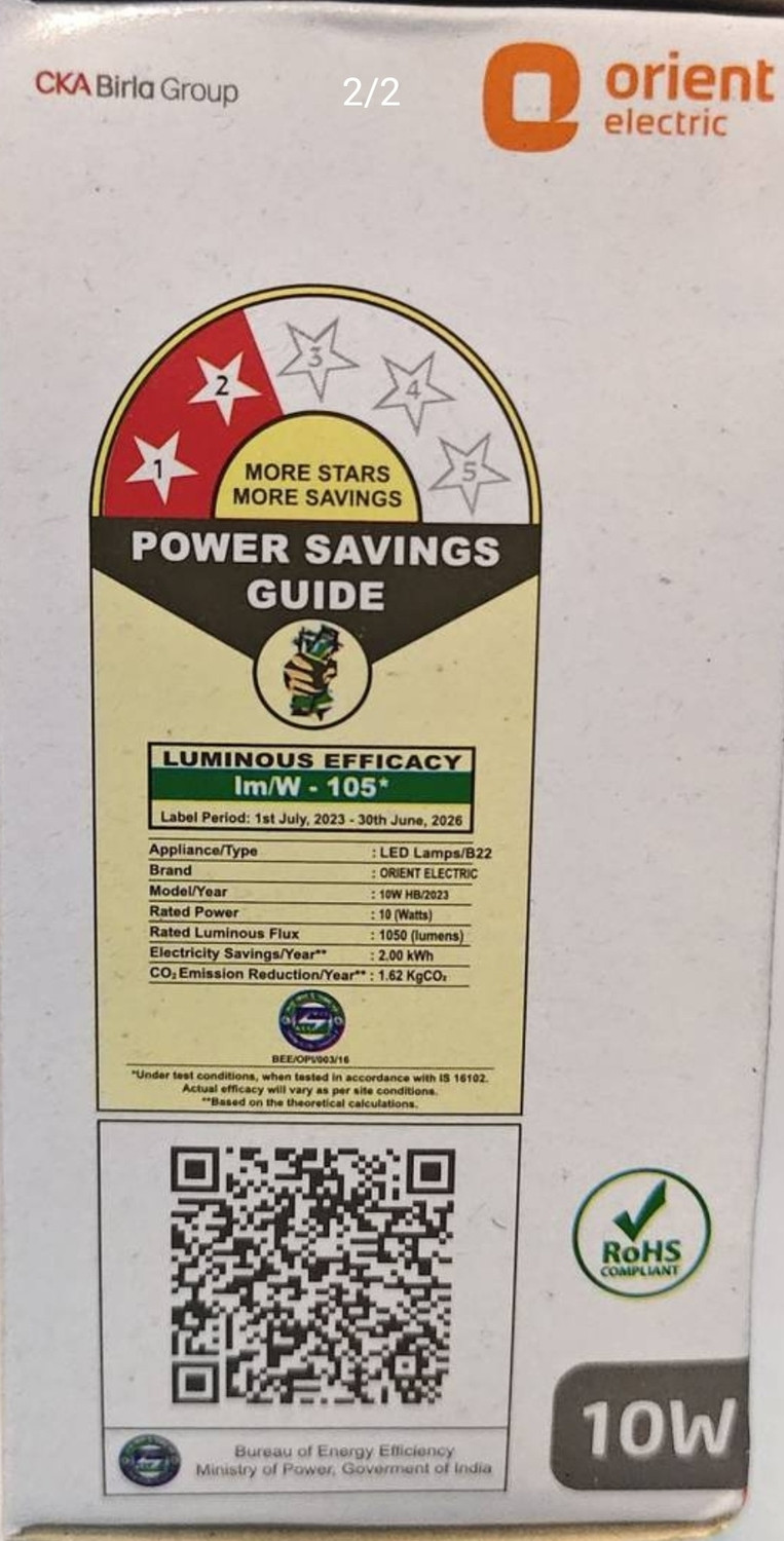Image of Orient Electric 10 W Basic Round B22 LED Bulb