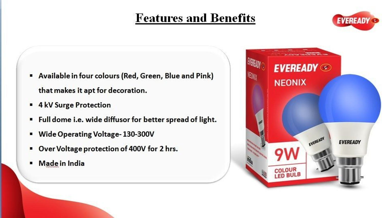 Image of EVEREADY 9 W Basic Standard B22 LED Bulb